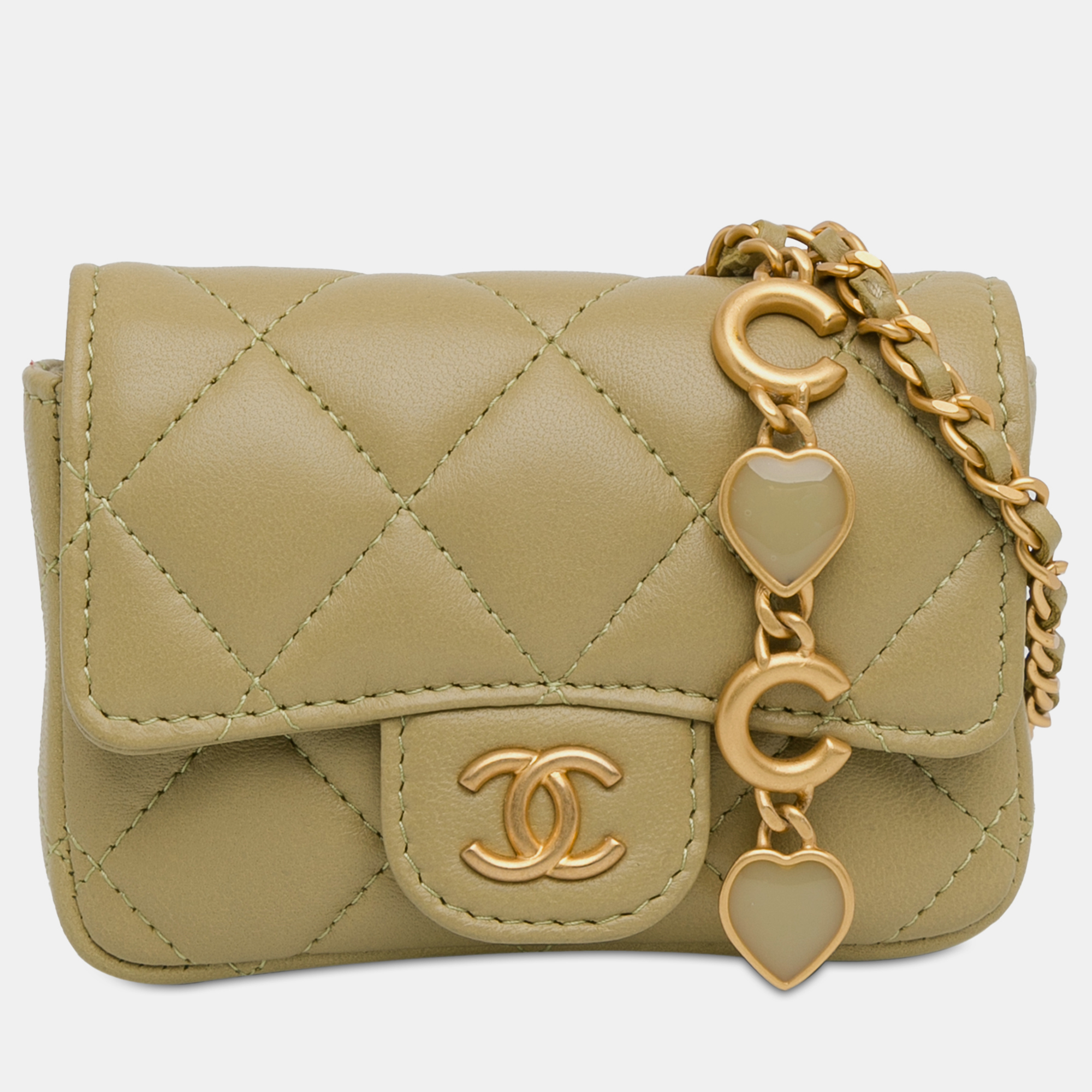 Pre-owned Chanel Cc Quilted Calfskin Belt Bag In Beige