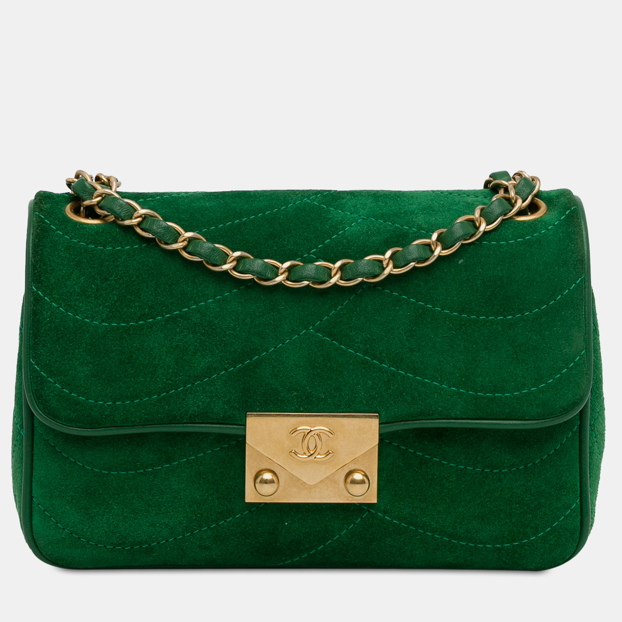 

Chanel Small Suede and Lambskin Pagoda Flap, Green
