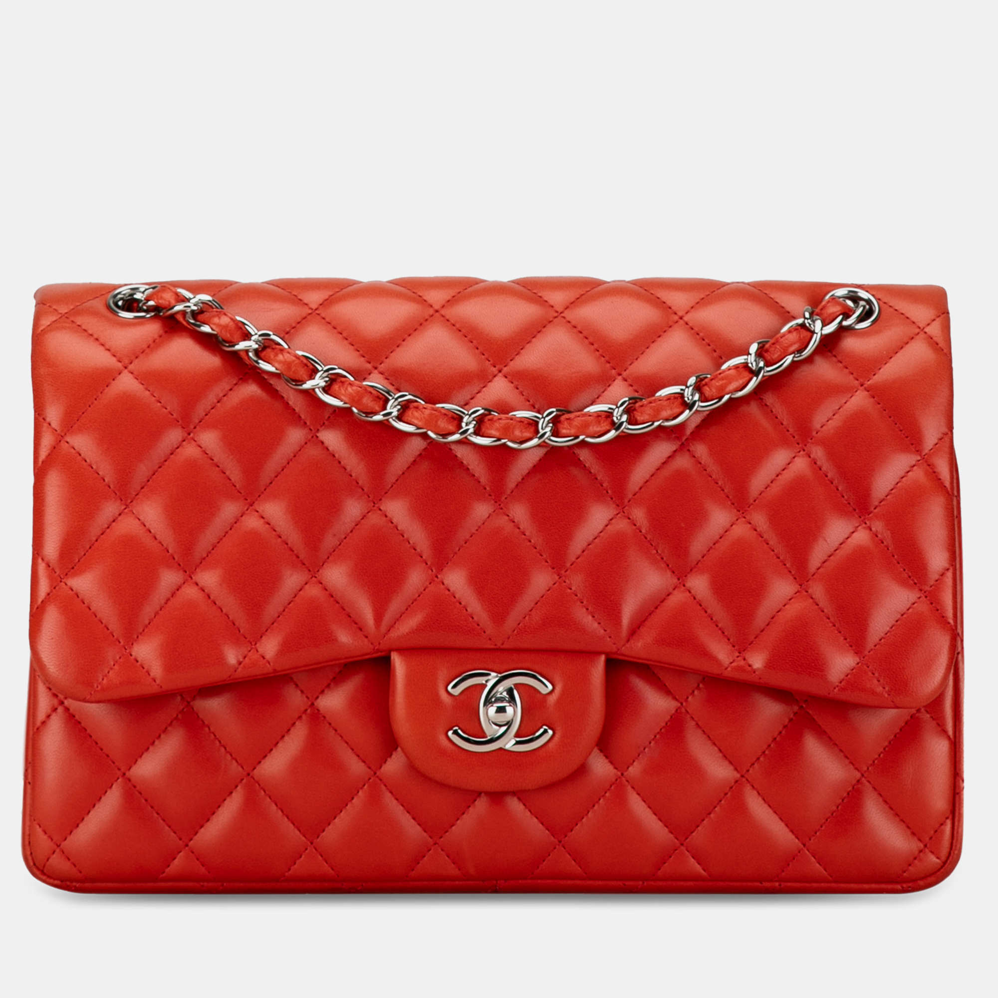 

Chanel Jumbo Classic Lambskin Double Flap, Red