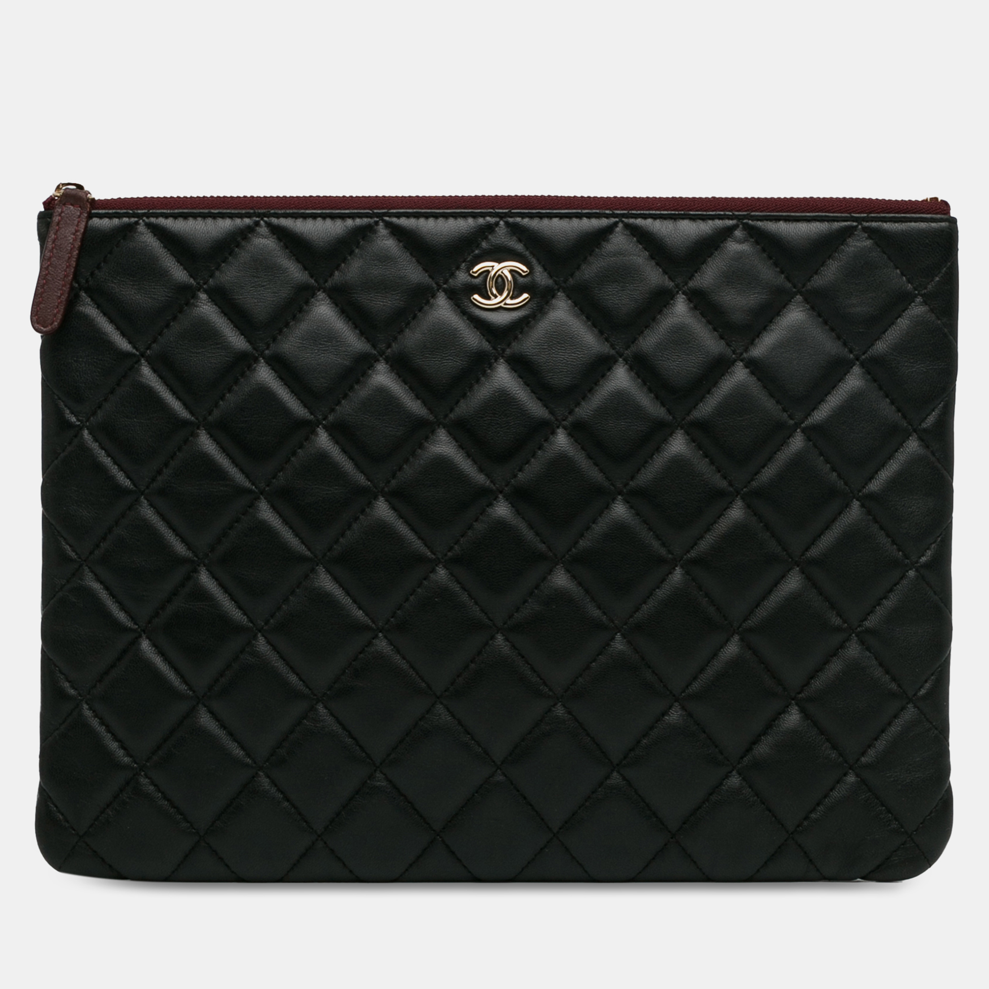 

Chanel Medium Quilted Lambskin O Case Clutch, Black