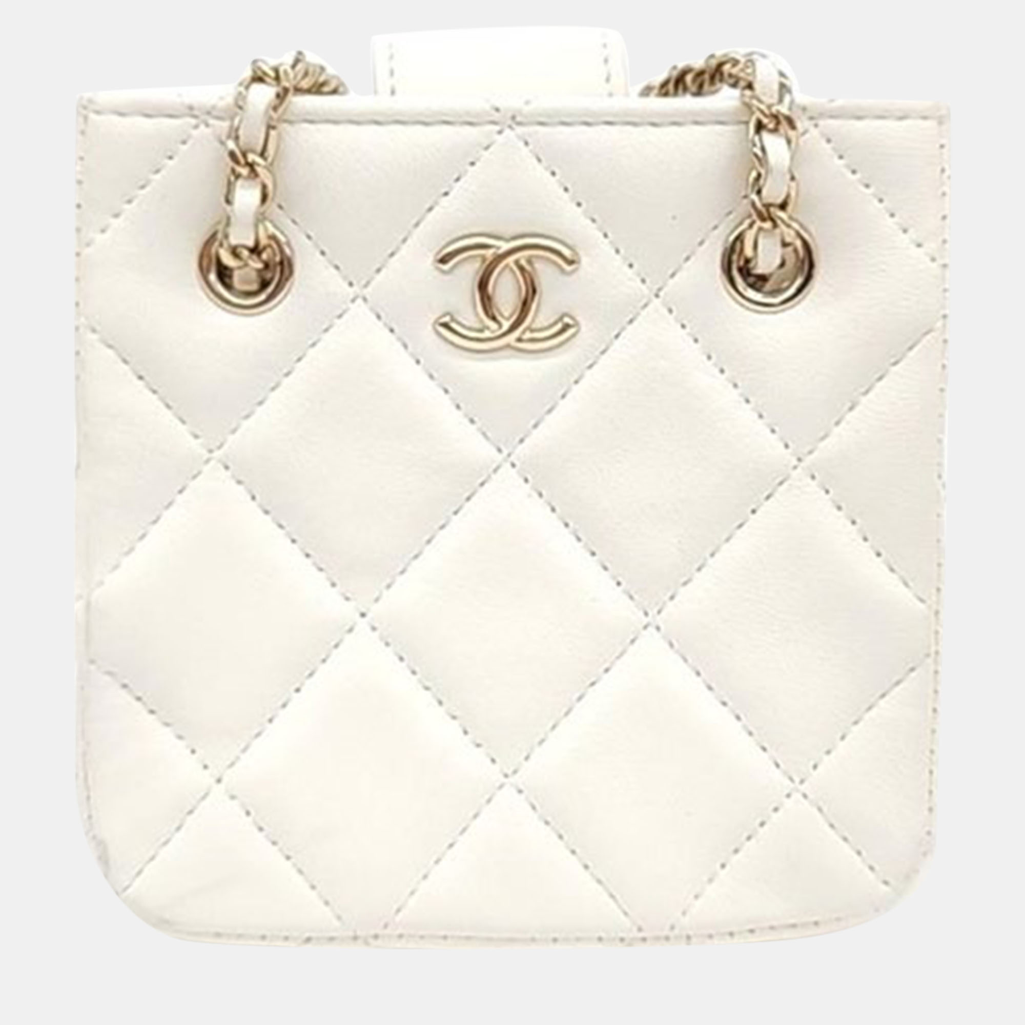 

Chanel White Leather Mini chain crossbody bag