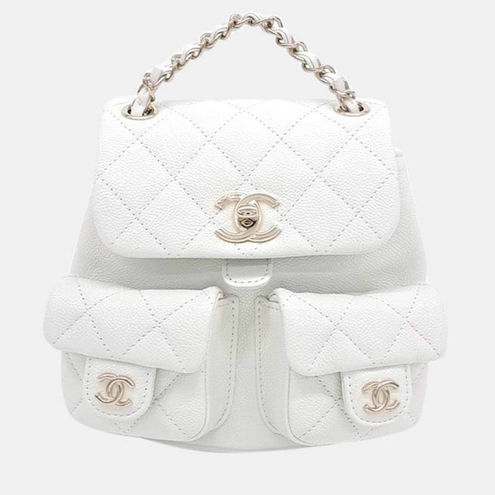 

Chanel White Caviar Leather Duma Small Backpack