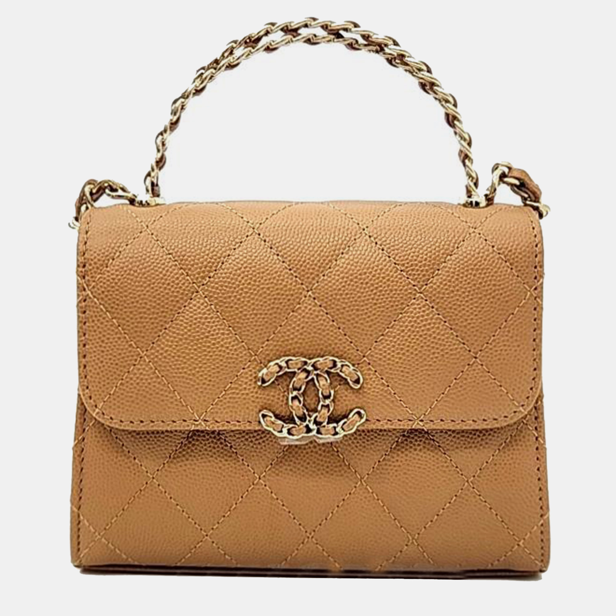 

Chanel Beige and Brown Caviar Top Handle Mini Crossbody Bag