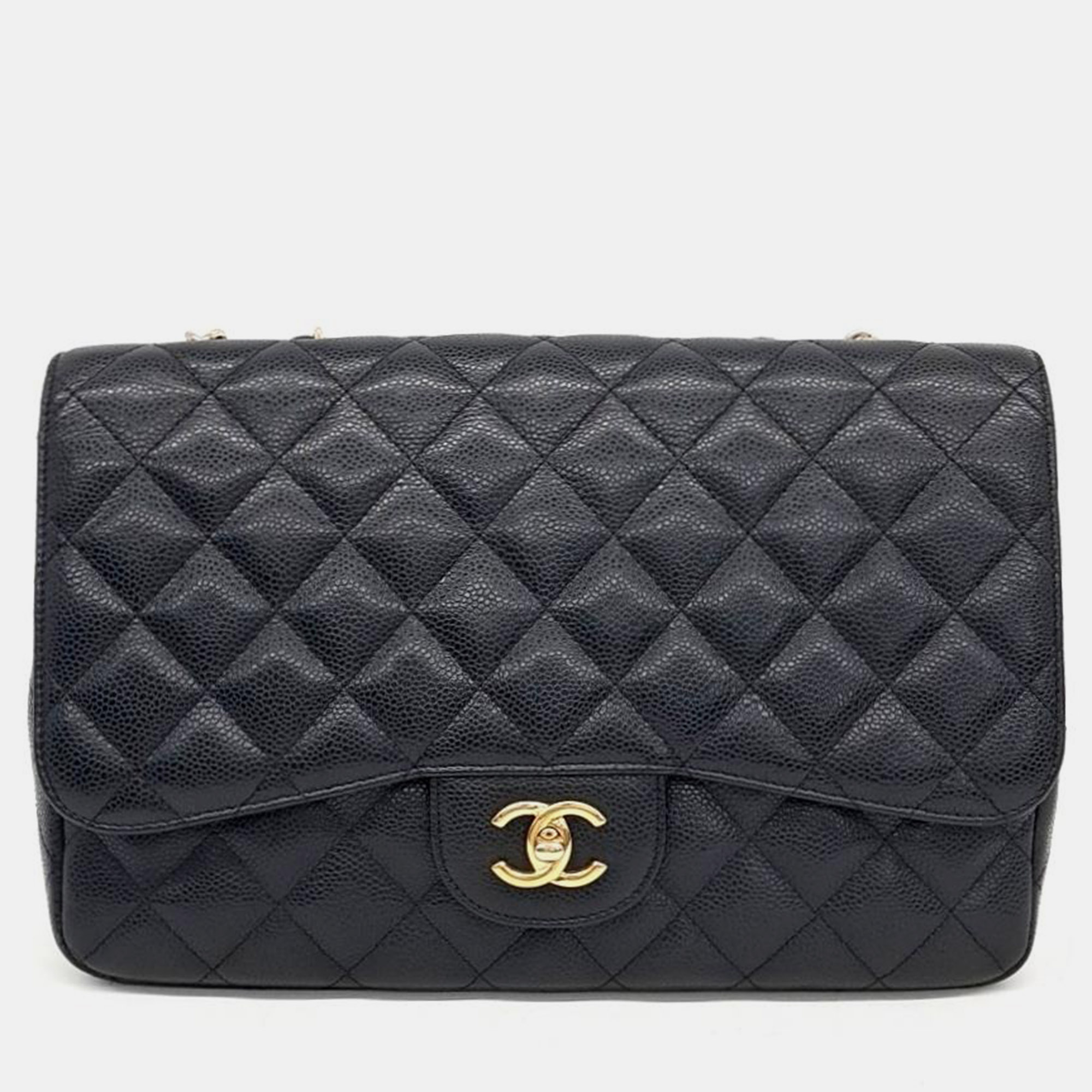 

Chanel Black Caviar Leather Classic Jumbo Flap Bag