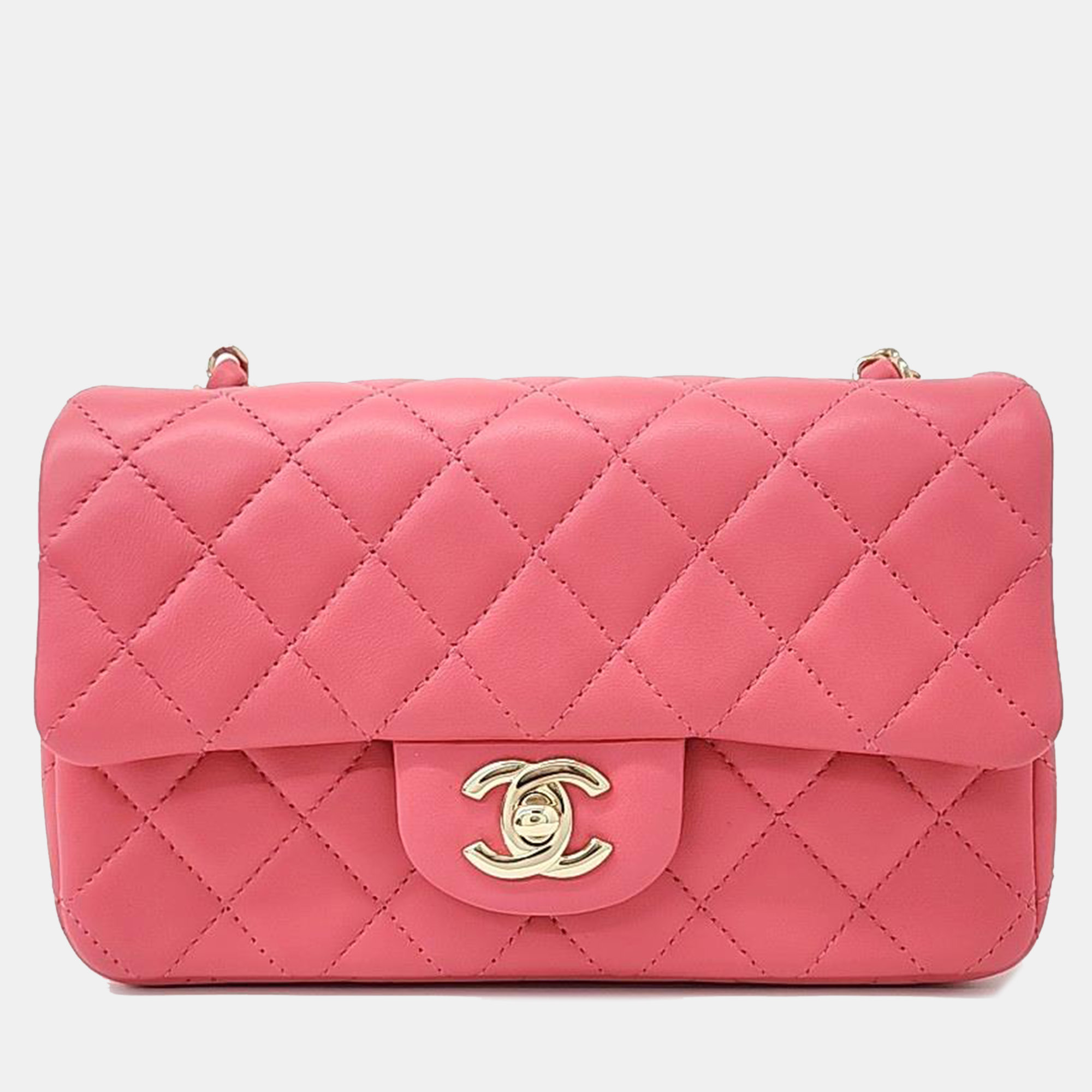 

Chanel Pink Lambskin Classic Mini Handbag