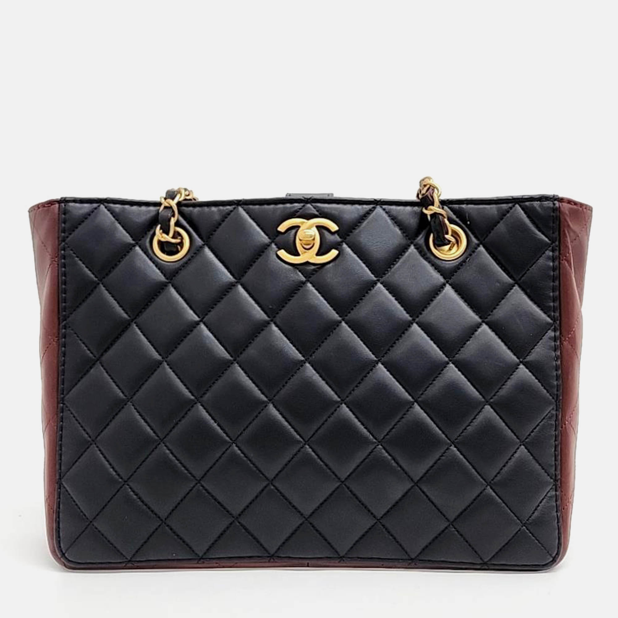 

Chanel Two-tone Quilted Chain Handbag, Black