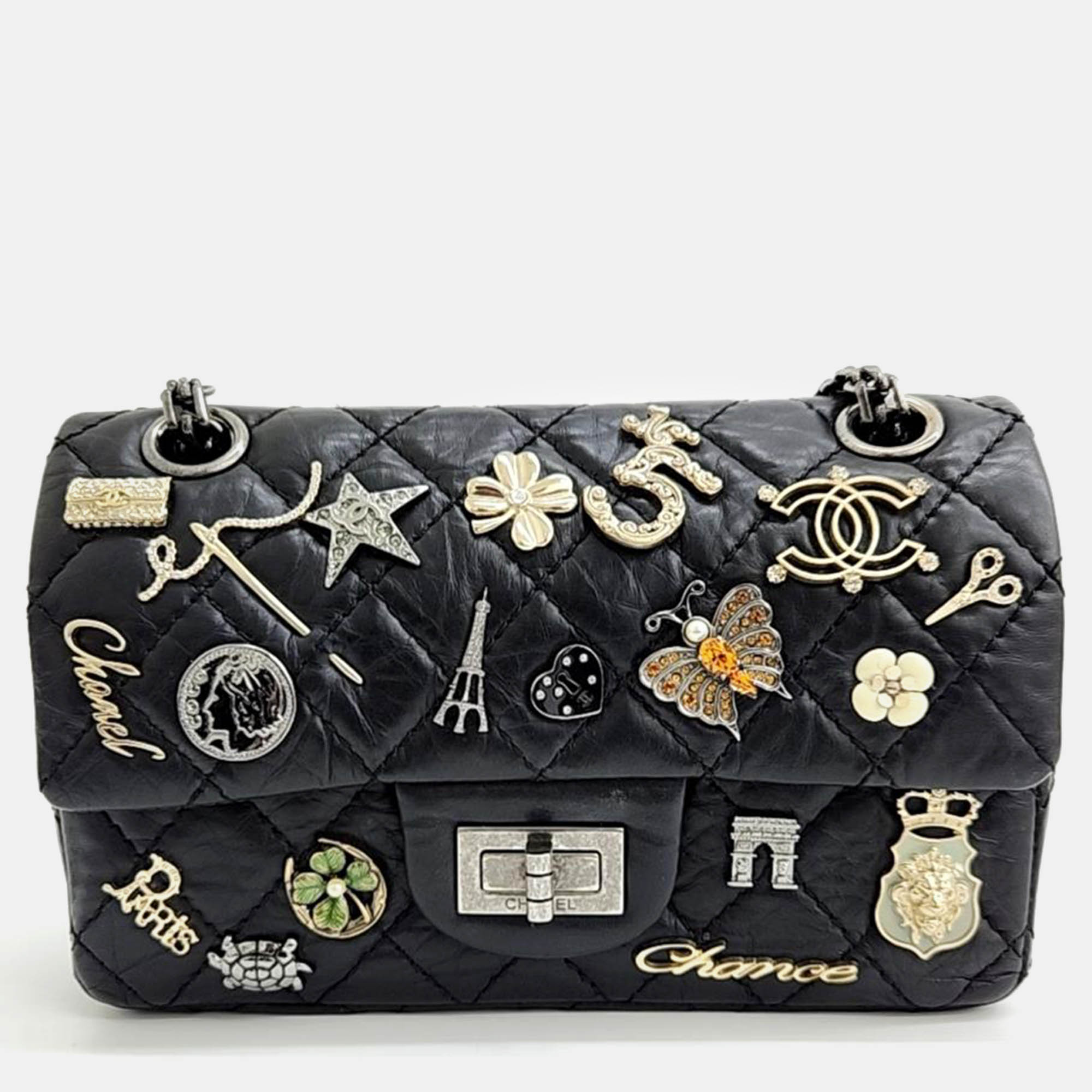 

Chanel Black Vintage Leather Classic Mini Handbag