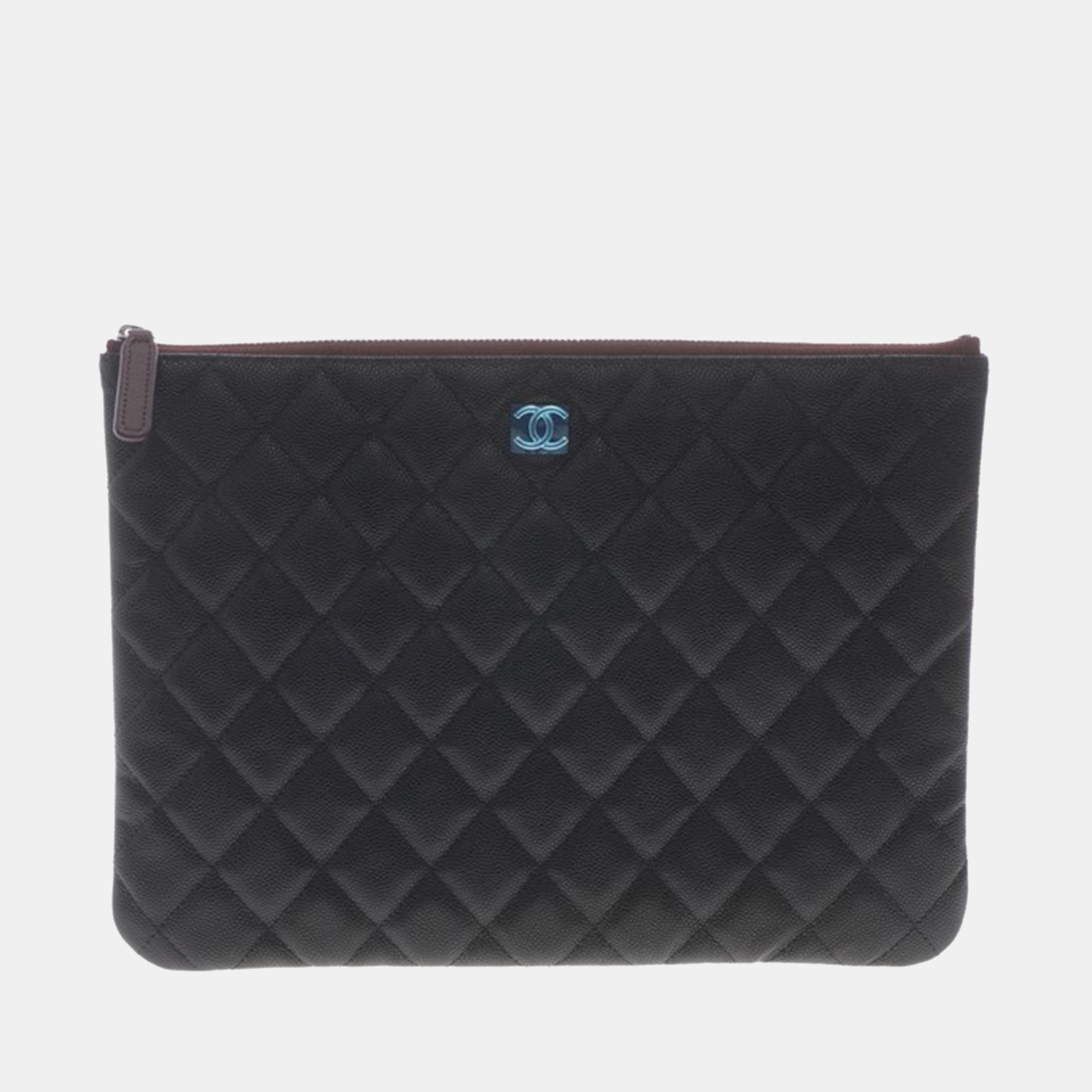 

Chanel Black Quilted Caviar Leather Classic O-Case Zip Medium Pouch