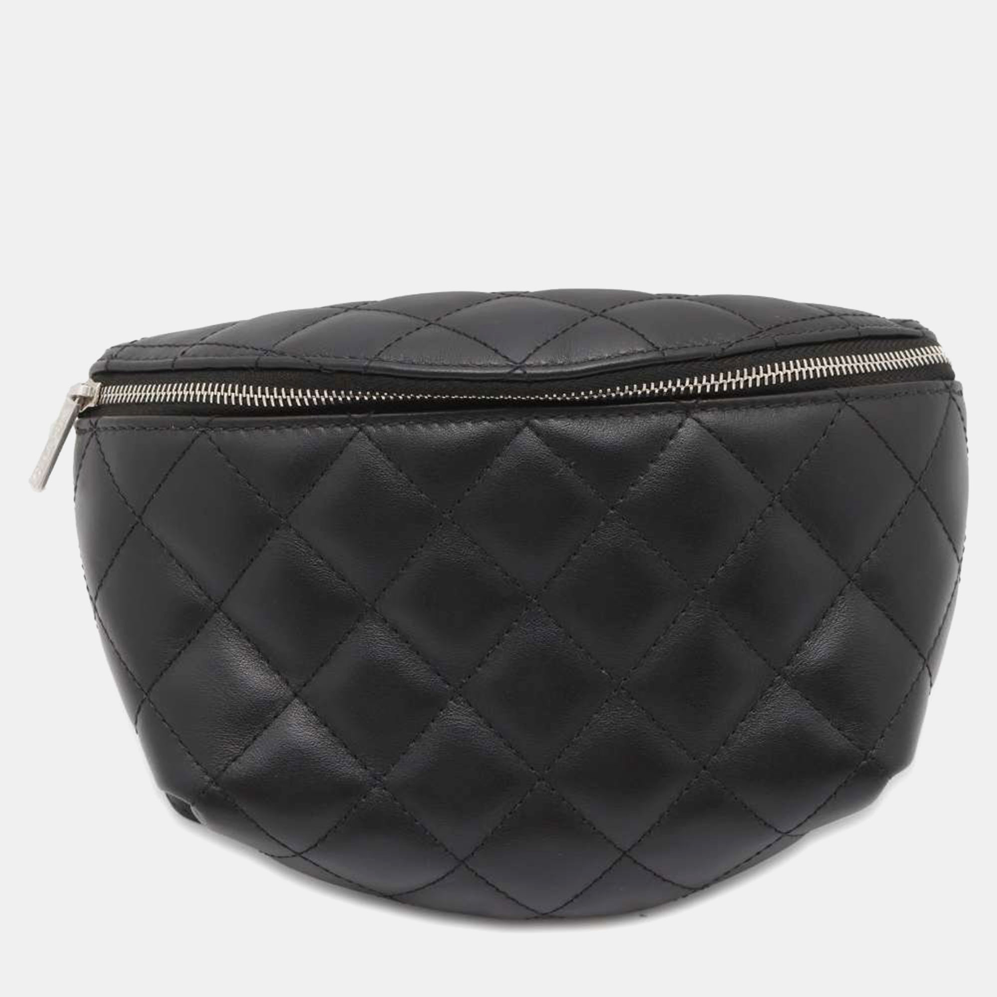 

Chanel Black Calfskin Quilted Waist Belt Bag
