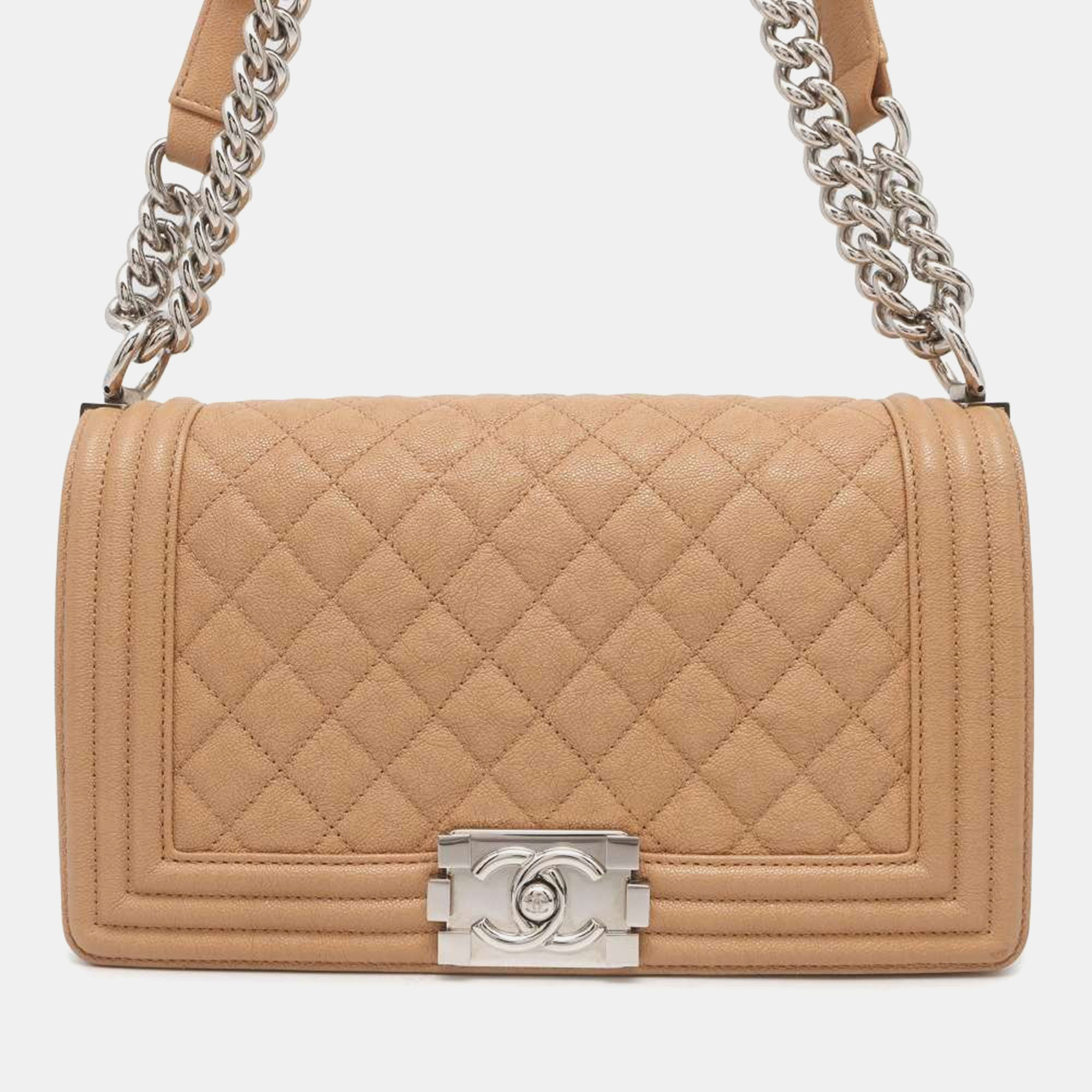 

Chanel Beige Leather  Boy Shoulder Bags