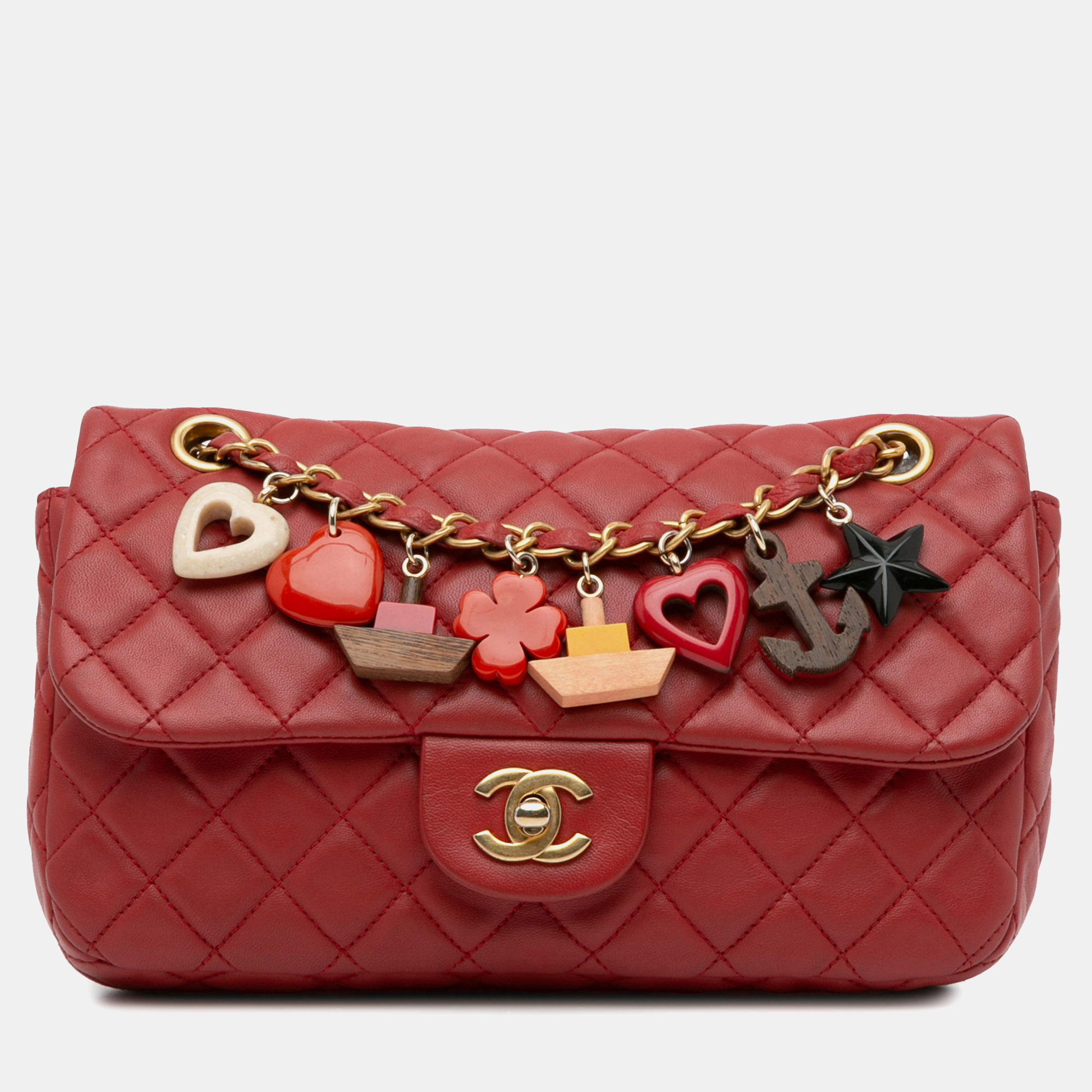 

Chanel Medium Cruise Charm Lambskin Single Flap, Red