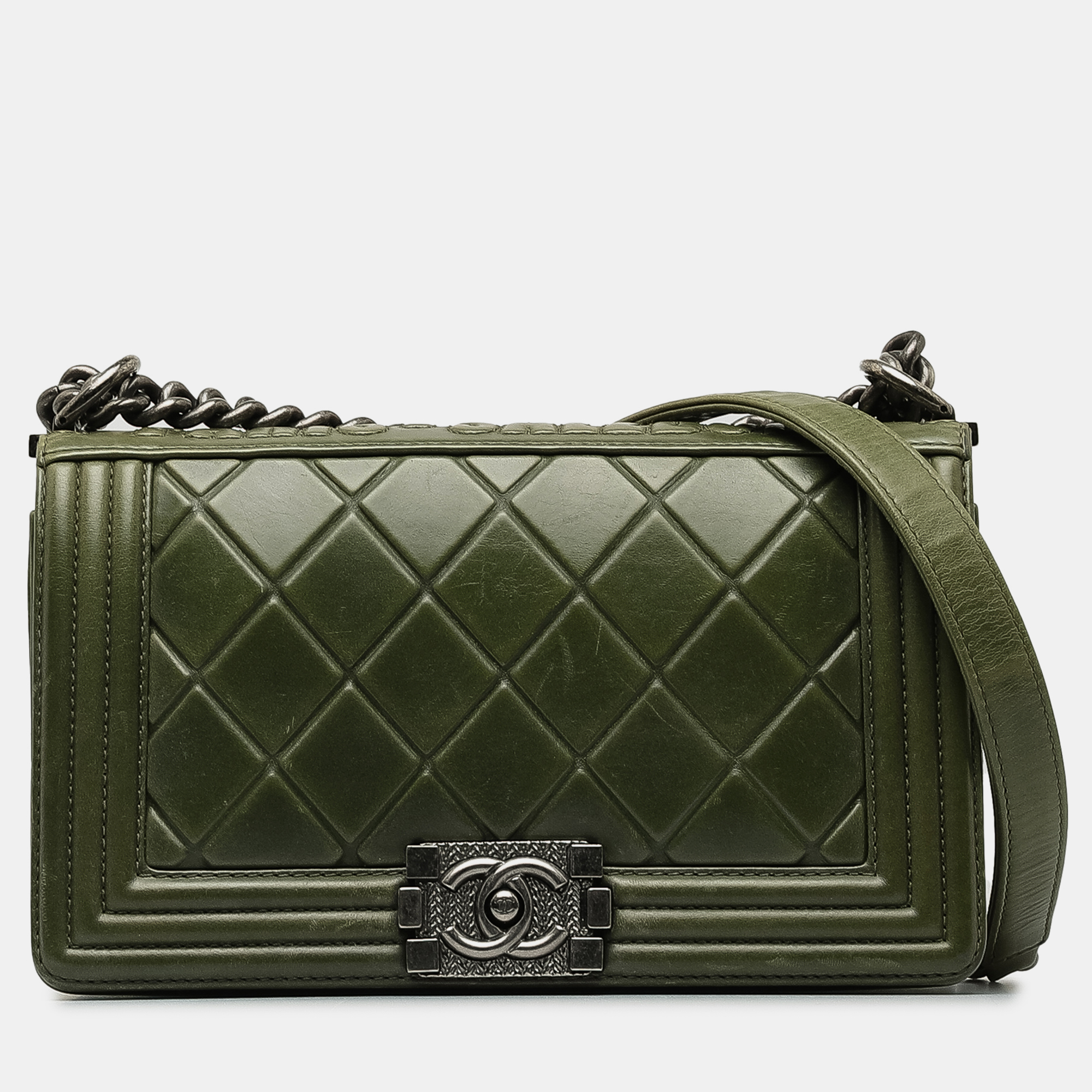 

Chanel Paris-Salzburg Small Embossed Calfskin Boy Flap Bag, Green