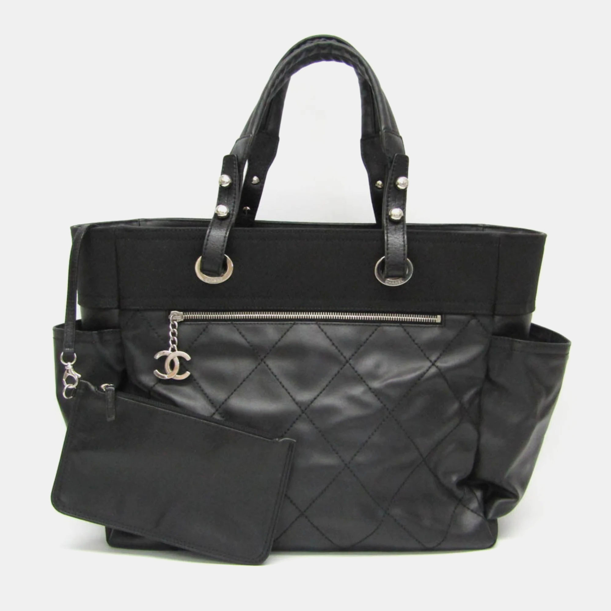 

Chanel Black Coated Canvas and Leather Paris Biarritz Tote Bag