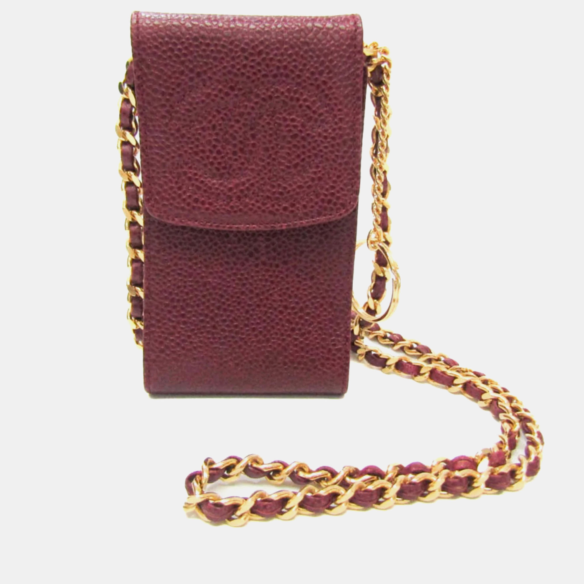 

Chanel Dark Red Caviar Leather CC Chain Pochette Shoulder Bag