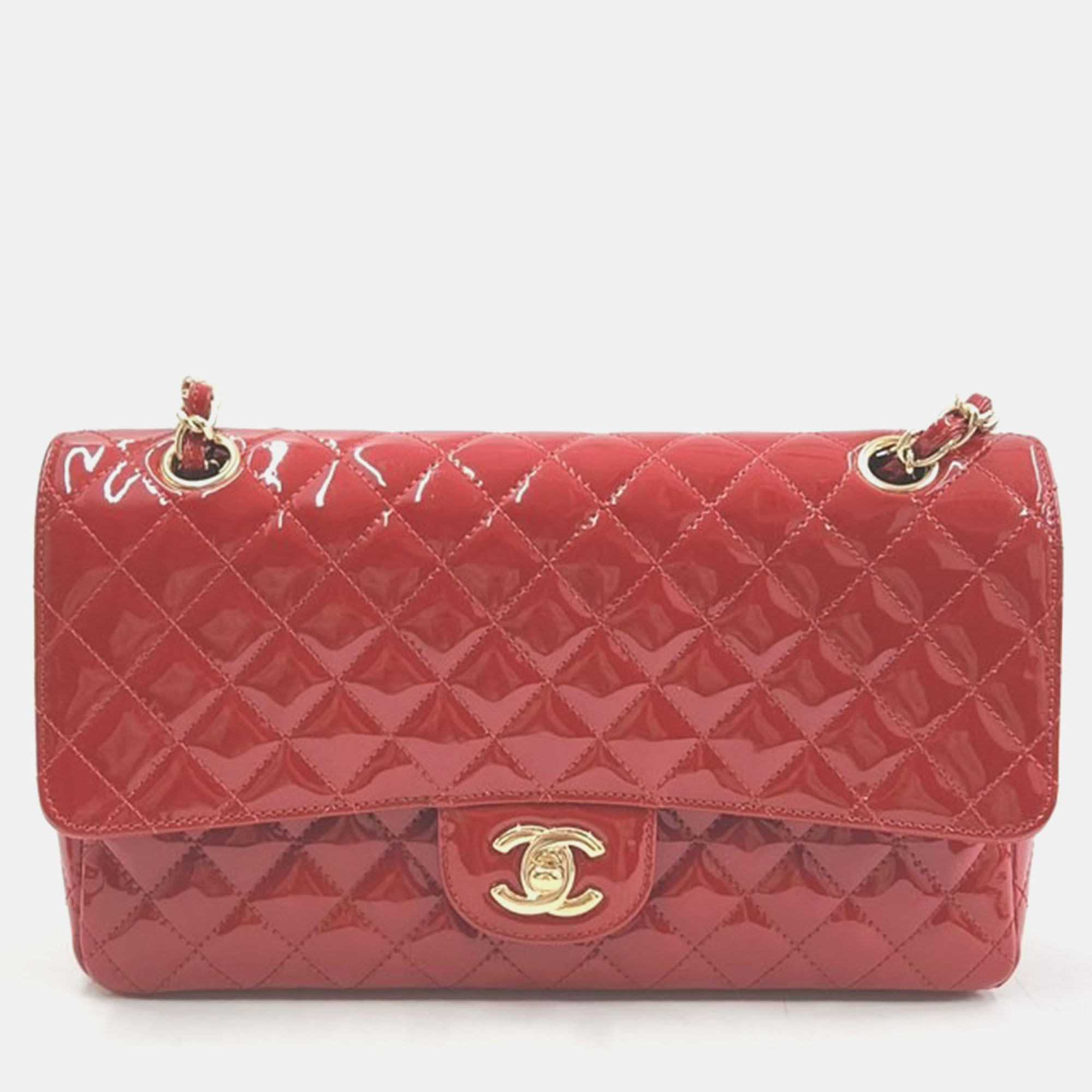 

Chanel Red Patent Leather Classic Patent Double Flap Bag