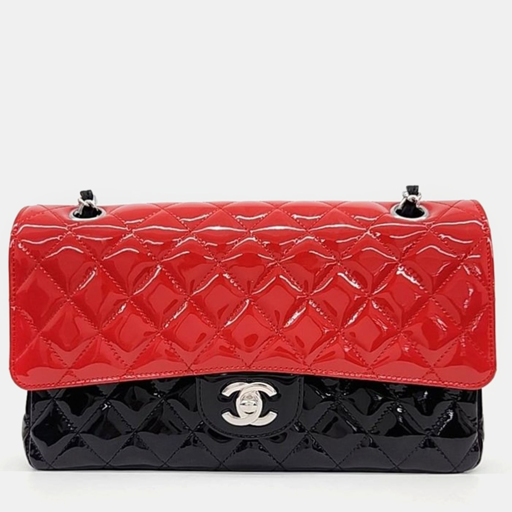 

Chanel Black and Red Quilted Patent Medium Classic Double Flap Bag