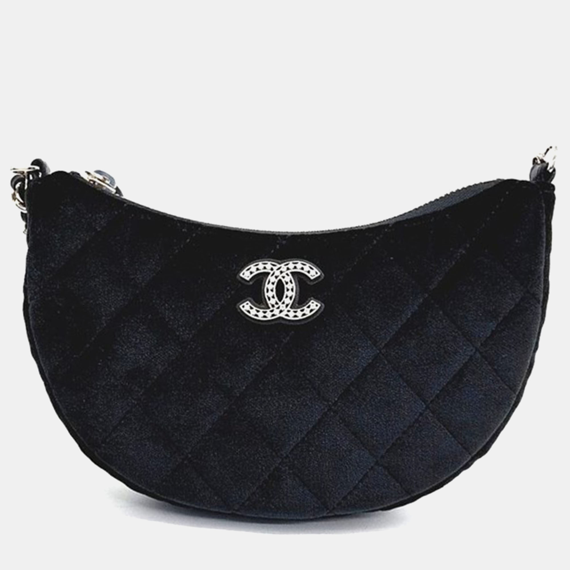 

Chanel Black Velvet Elegant Hobo Bag