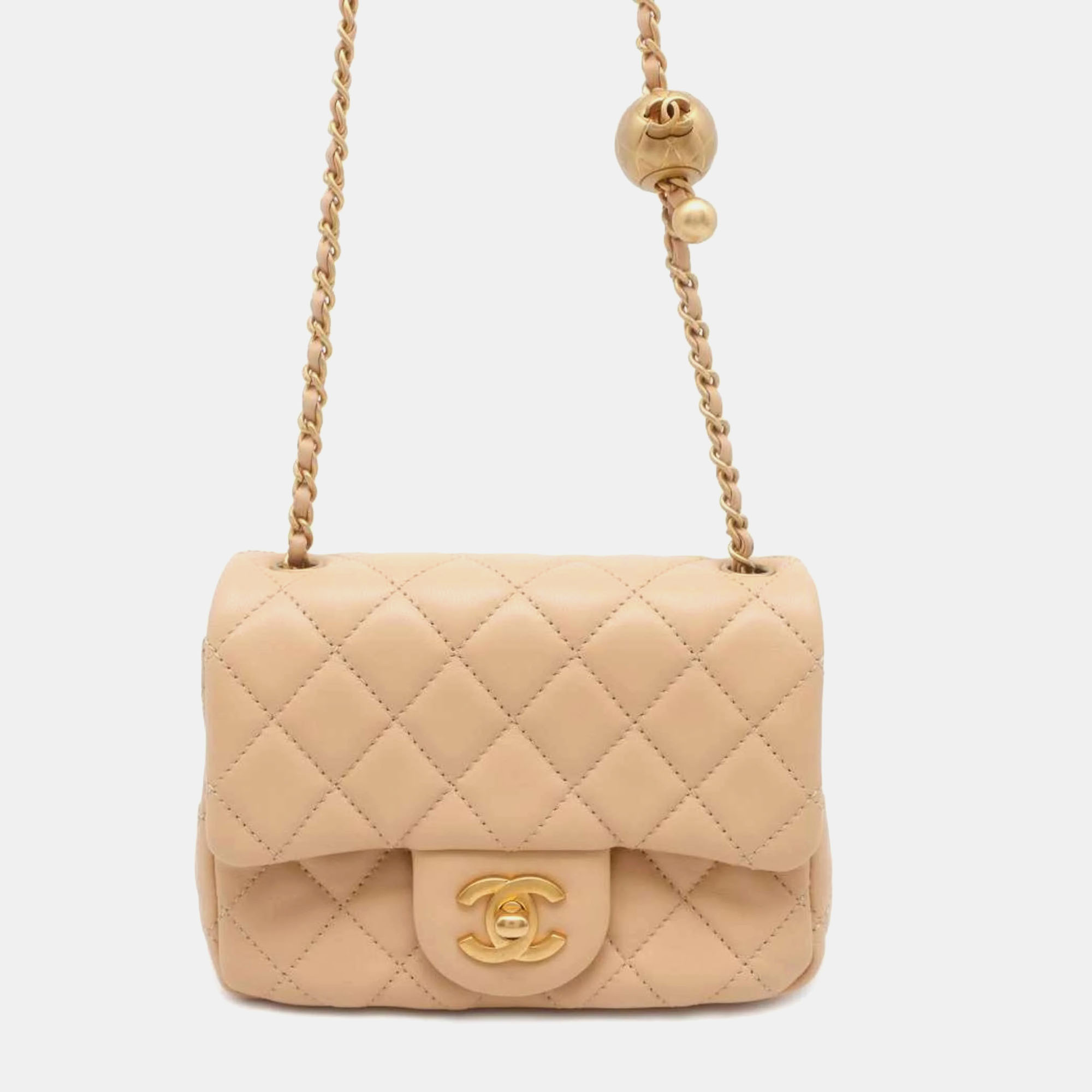 

Chanel Beige Quilted Lambskin Mini Pearl Crush Classic Flap Bag