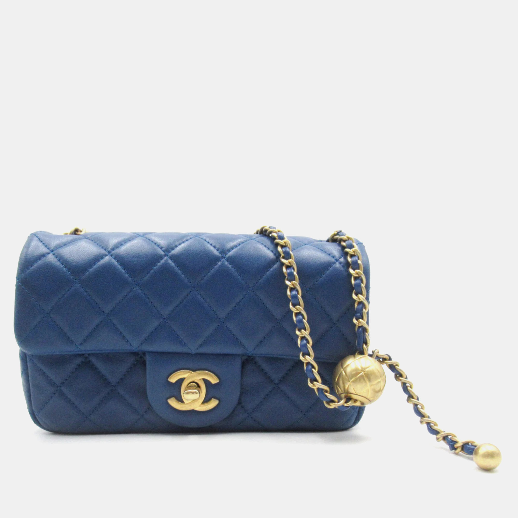 

Chanel Blue Quilted Lambskin Mini Pearl Crush Flap Bag