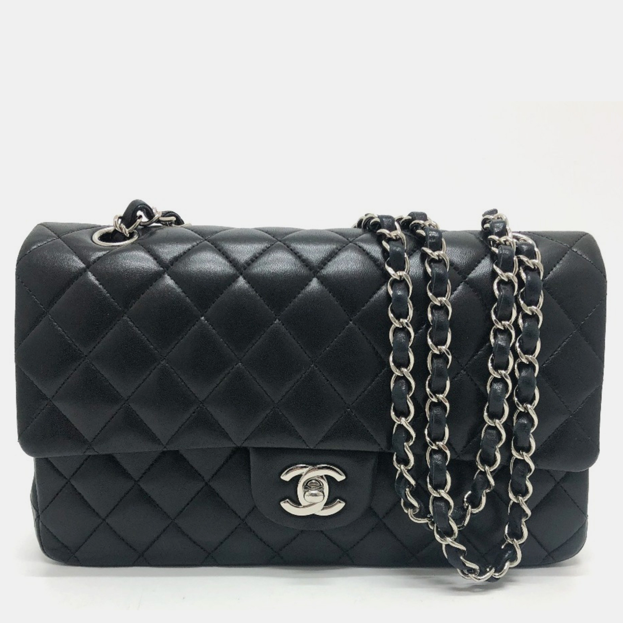 

Chanel Black Lambskin Leather  Classic Double Flap Shoulder Bag