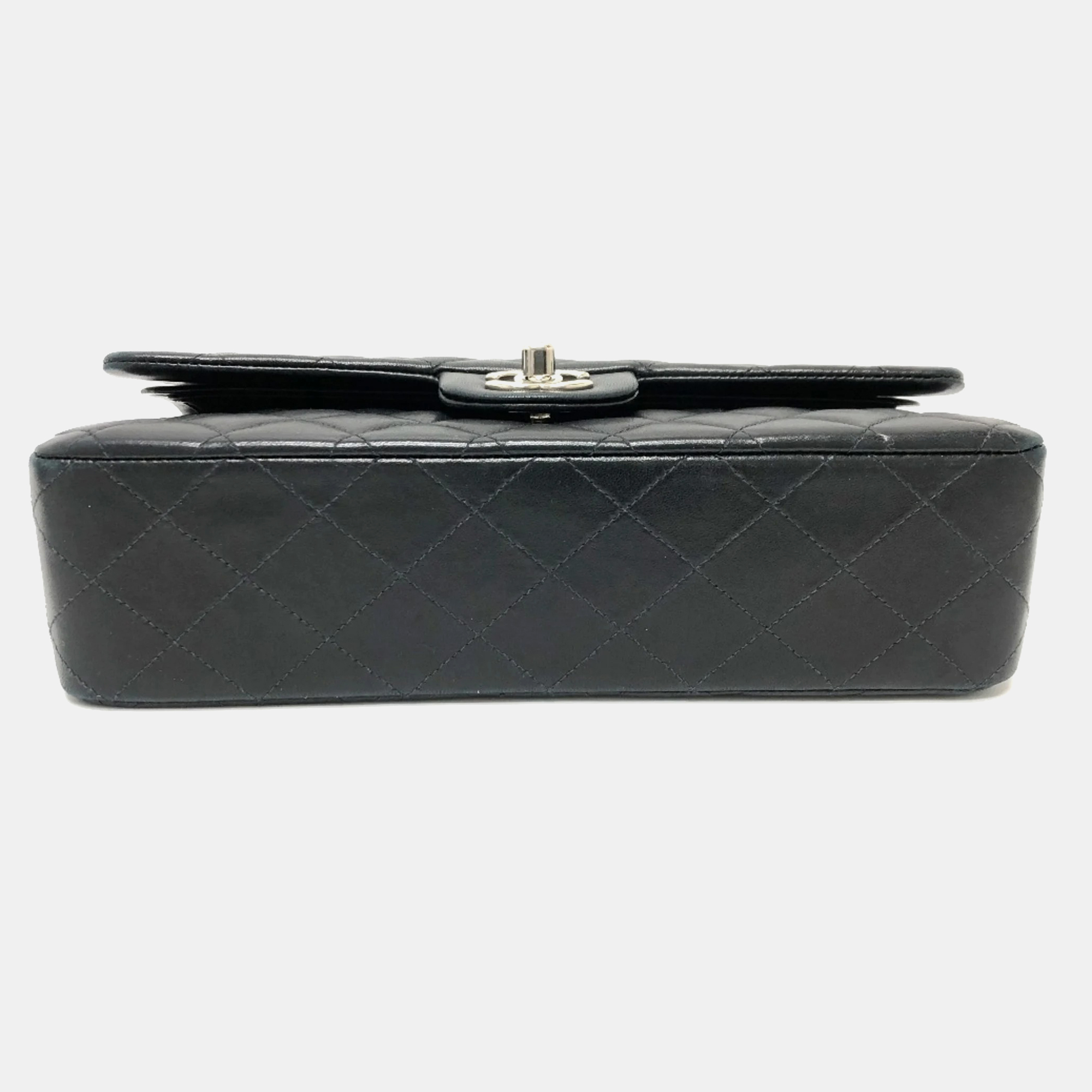 Chanel Black Leather Medium Classic Double Flap Shoulder Bags 