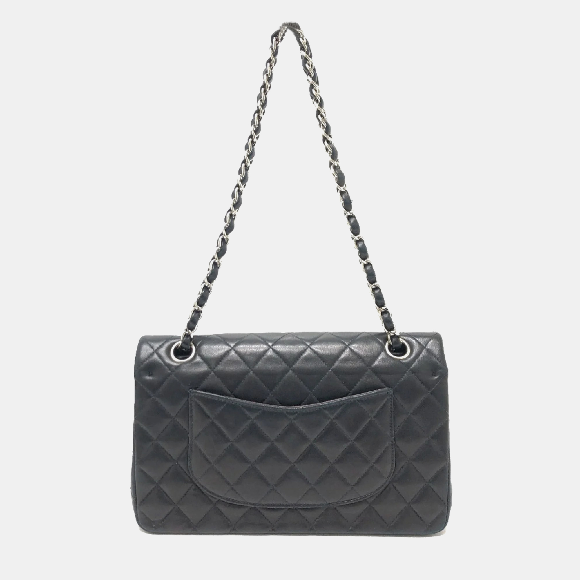 Chanel Black Leather Medium Classic Double Flap Shoulder Bags 