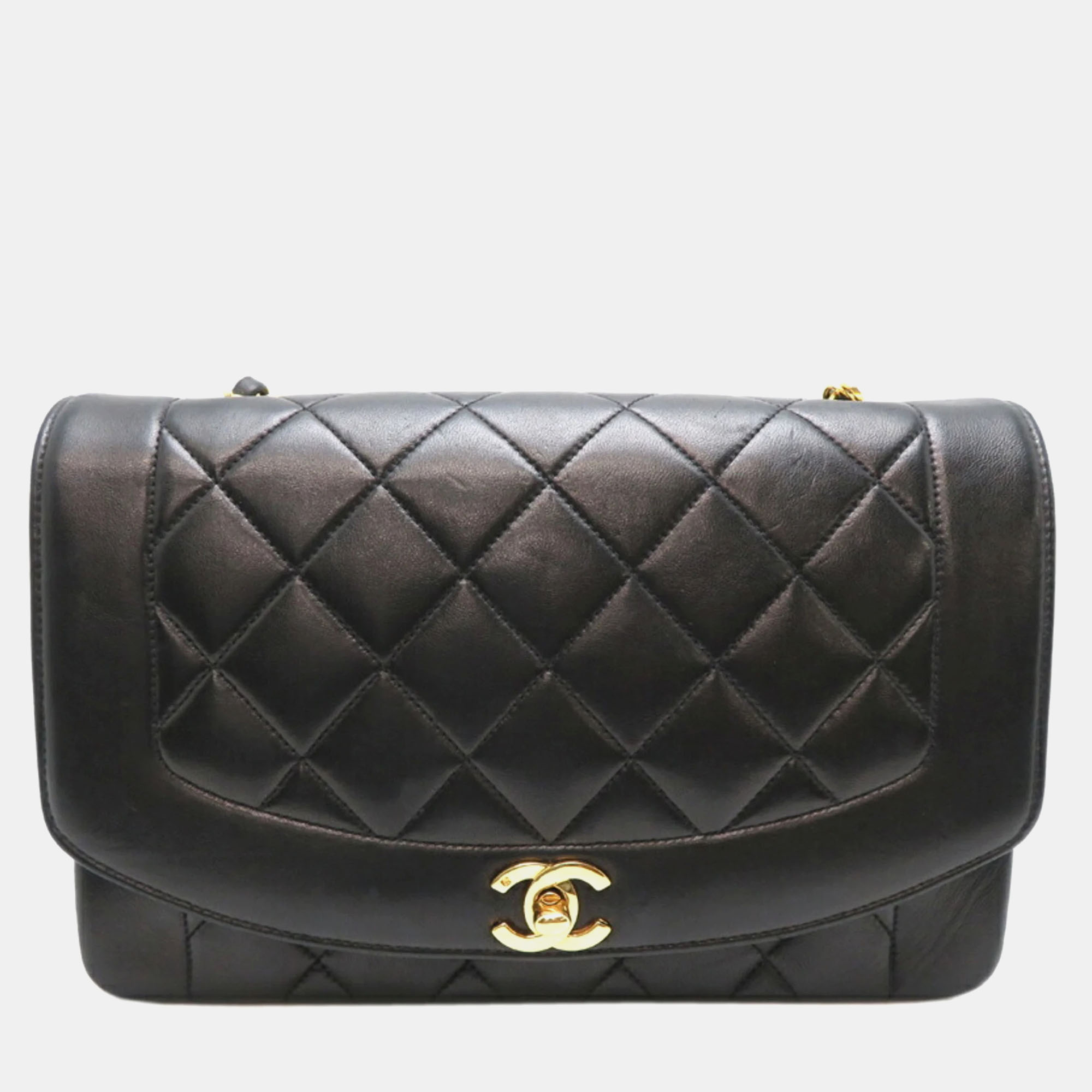 Pre-owned Chanel Black Leather Quilted Vintage Diana Flap Shoulder Bag