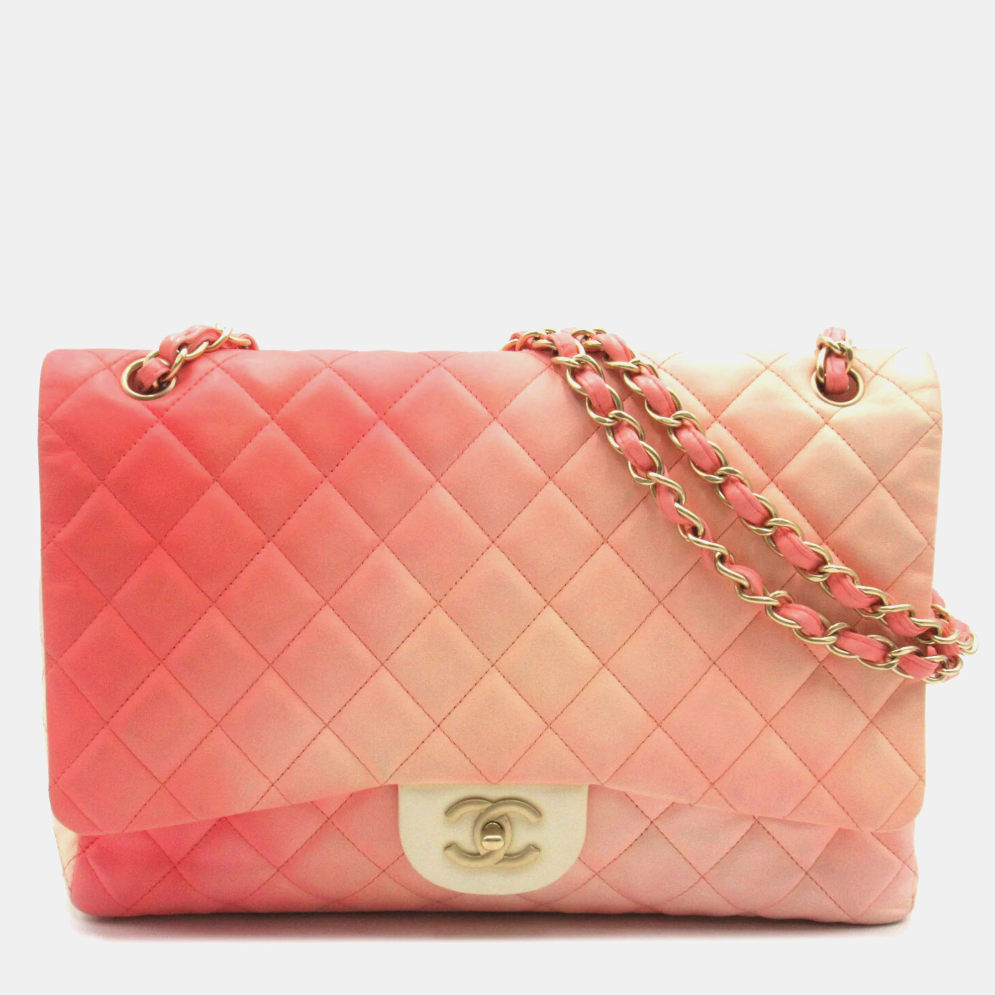 

Chanel Ombre Quilted Leather Maxi Classic Single Flap Bag, Pink