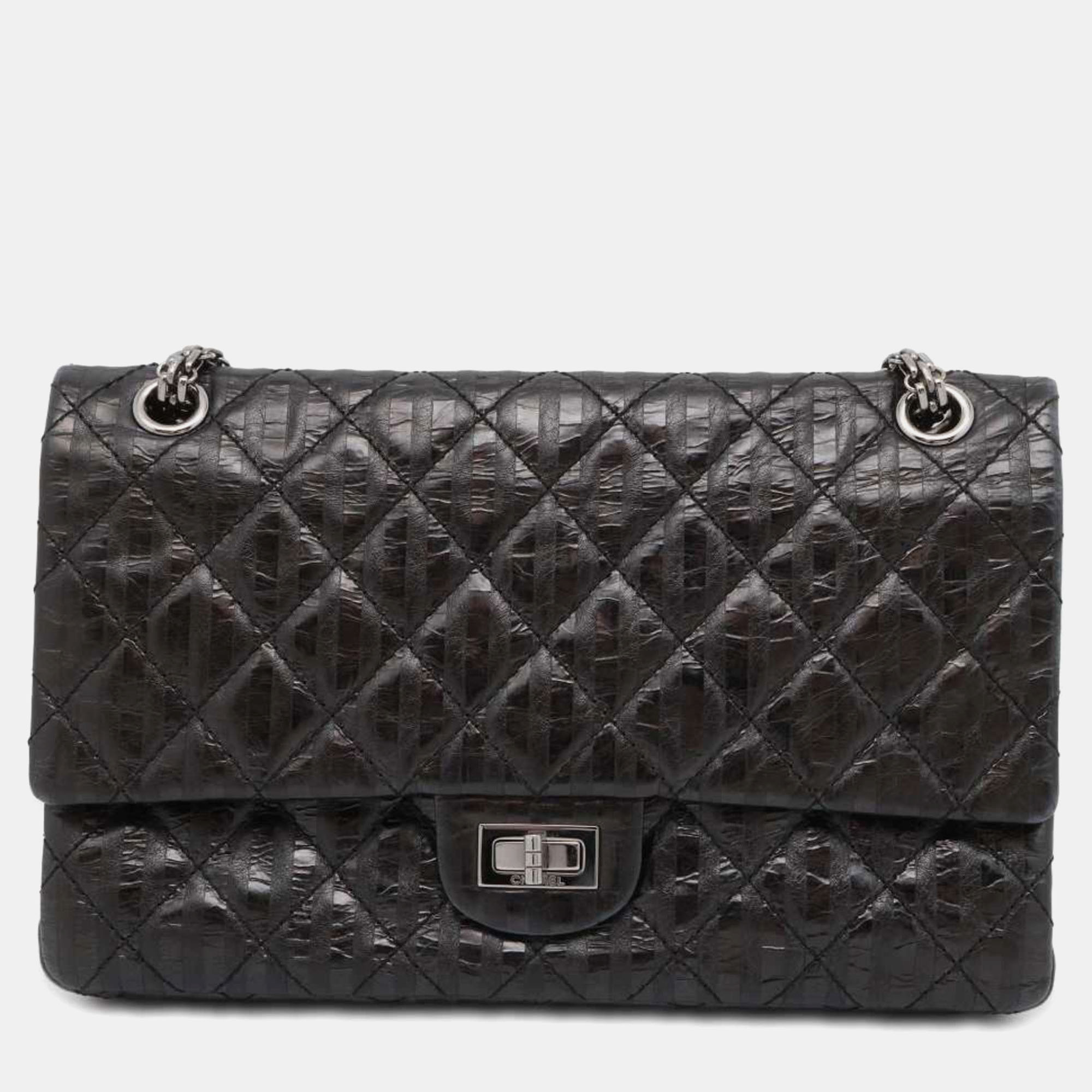 

Chanel Black Quilted Aged Calfskin 2.55 Reissue 226 Double Flap Shoulder Bags