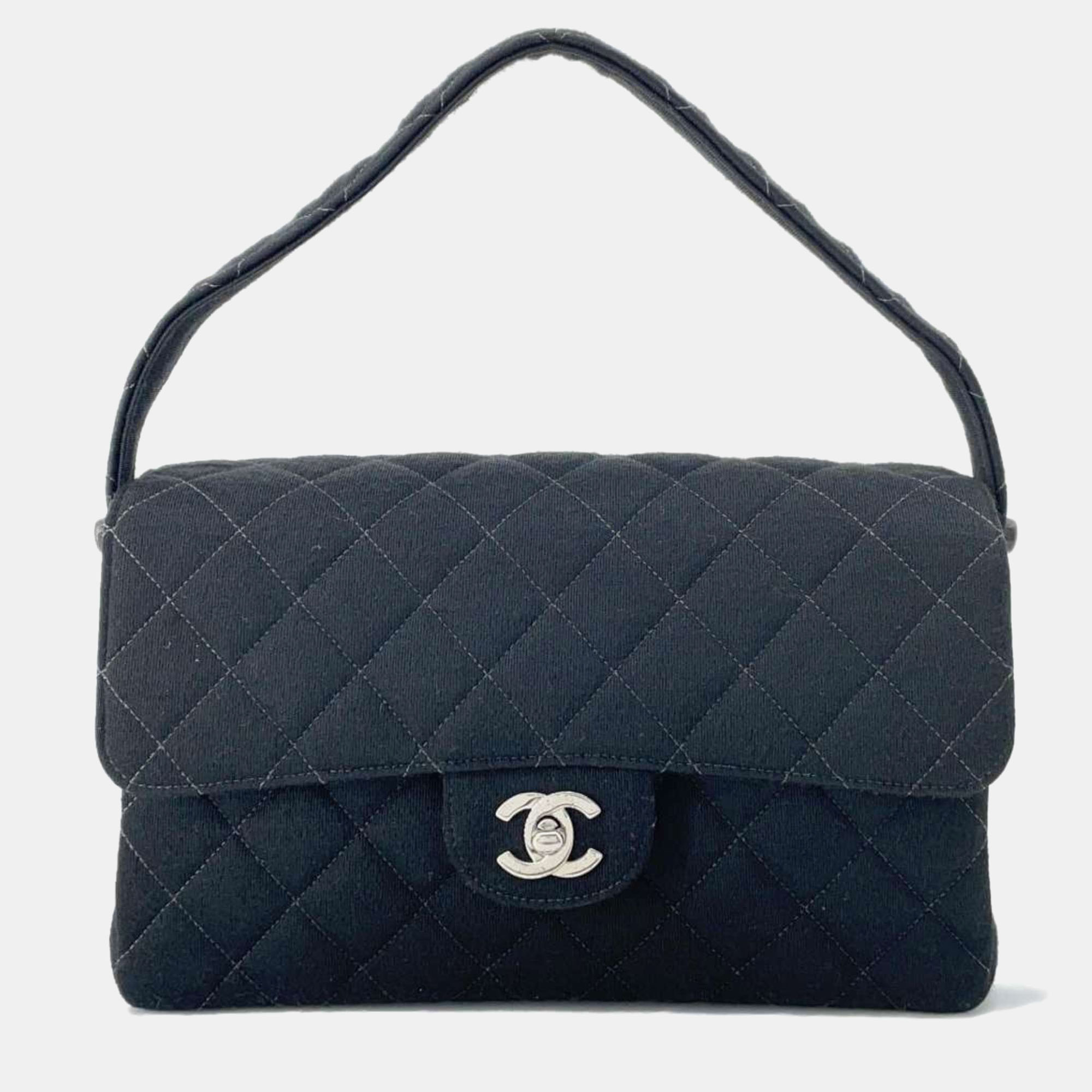 

Chanel Black Jersey Double Sided Flap Bag