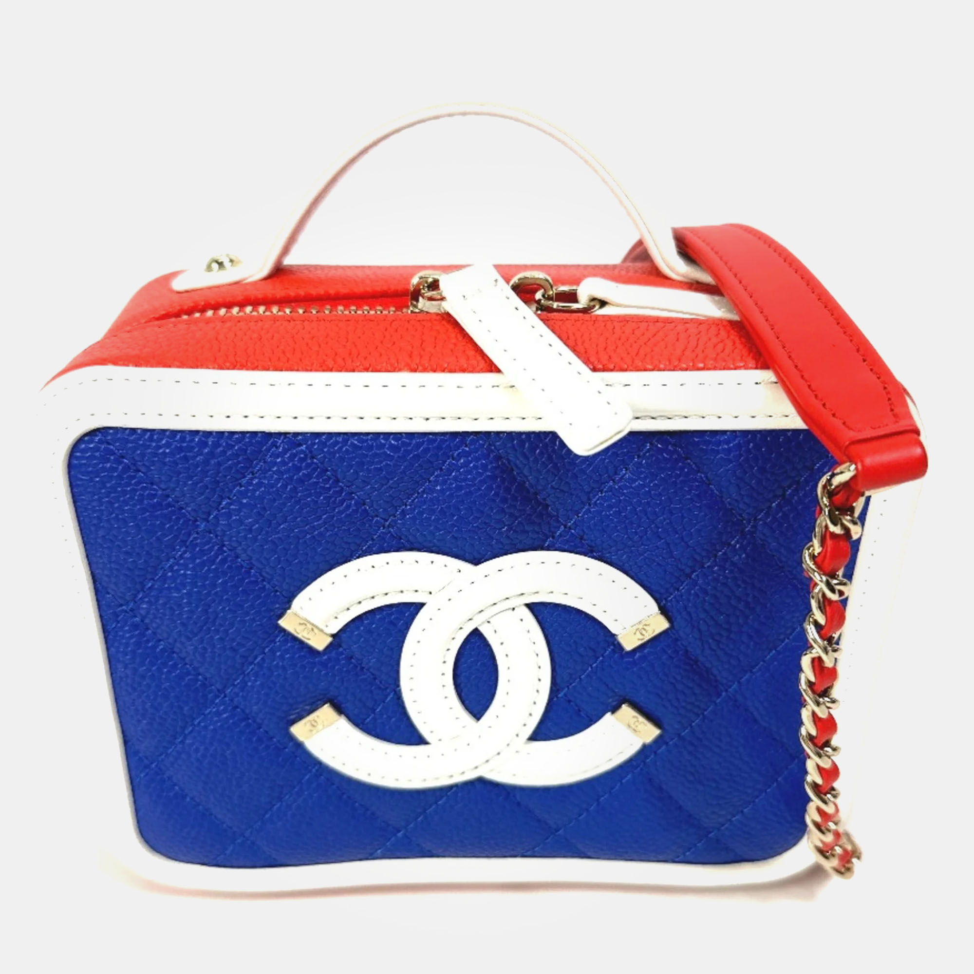 

Chanel Multicolor Leather CC Filigree Vanity Case Shoulder Bags, Blue