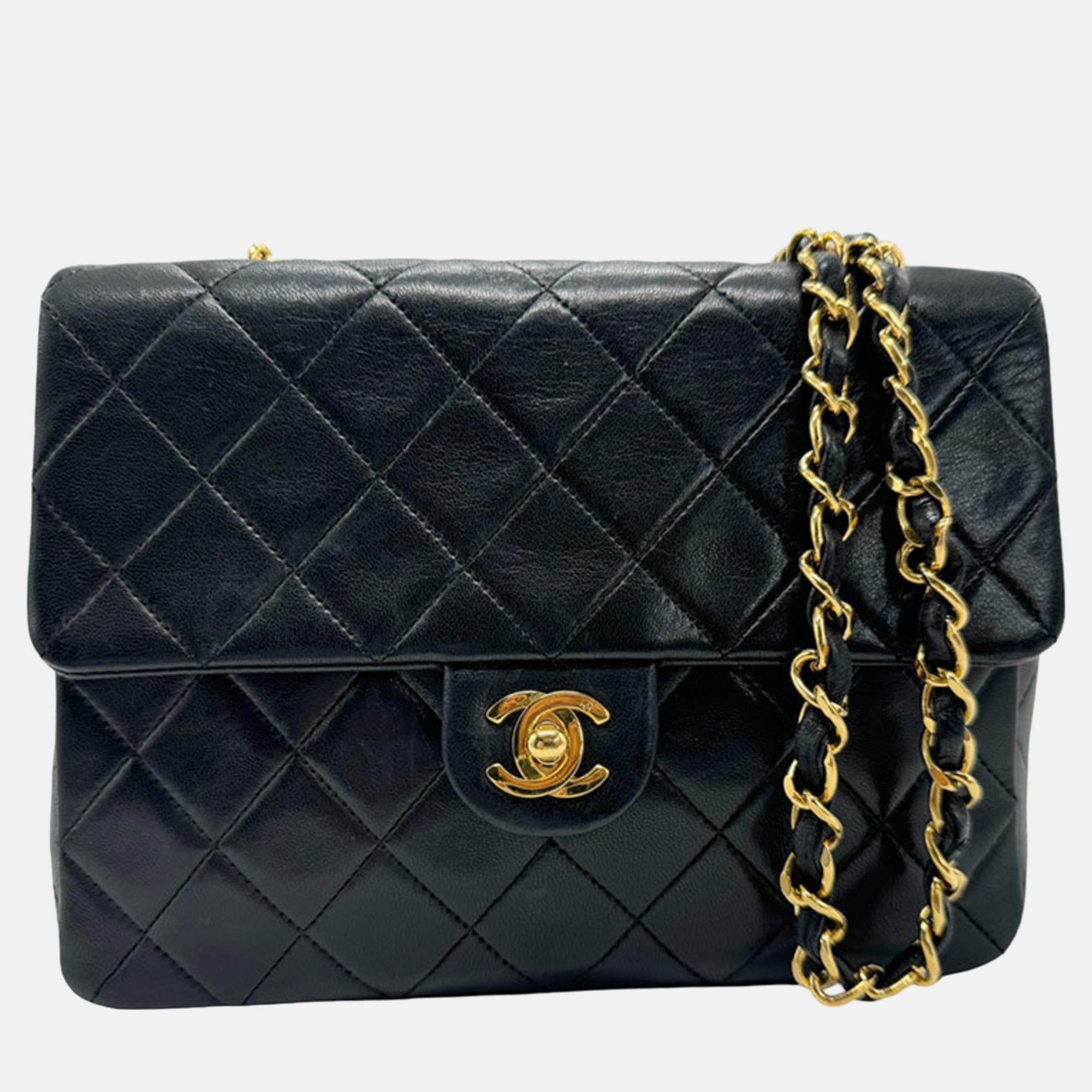 

Chanel Black Quilted Lambskin Small Vintage Square Classic Flap Shoulder Bags