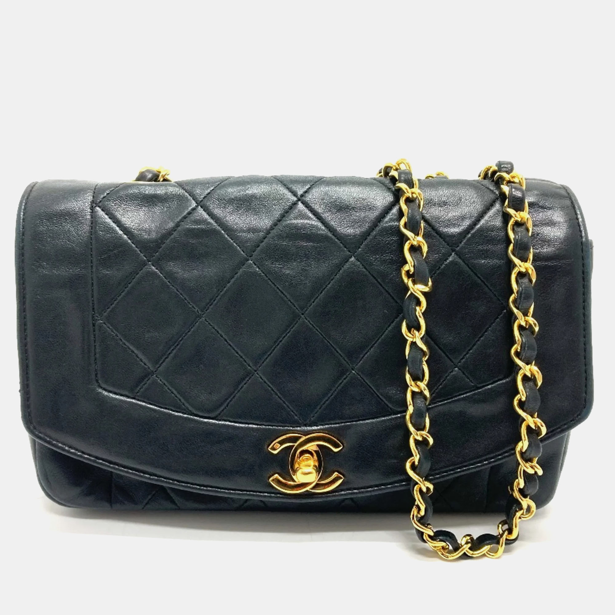 

Chanel Black Leather Quilted Vintage Diana Flap Shoulder Bag