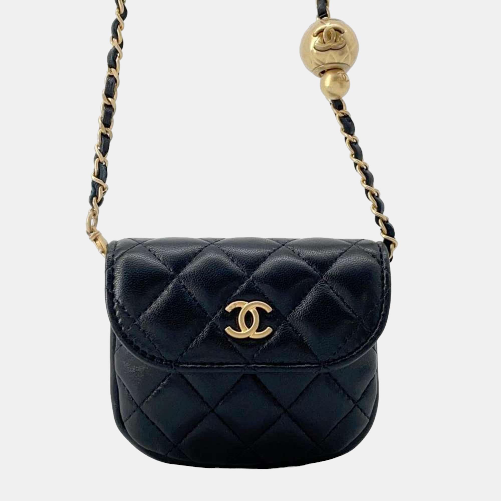 

Chanel Black Lambskin Quilted Pearl Crush Waist Bag