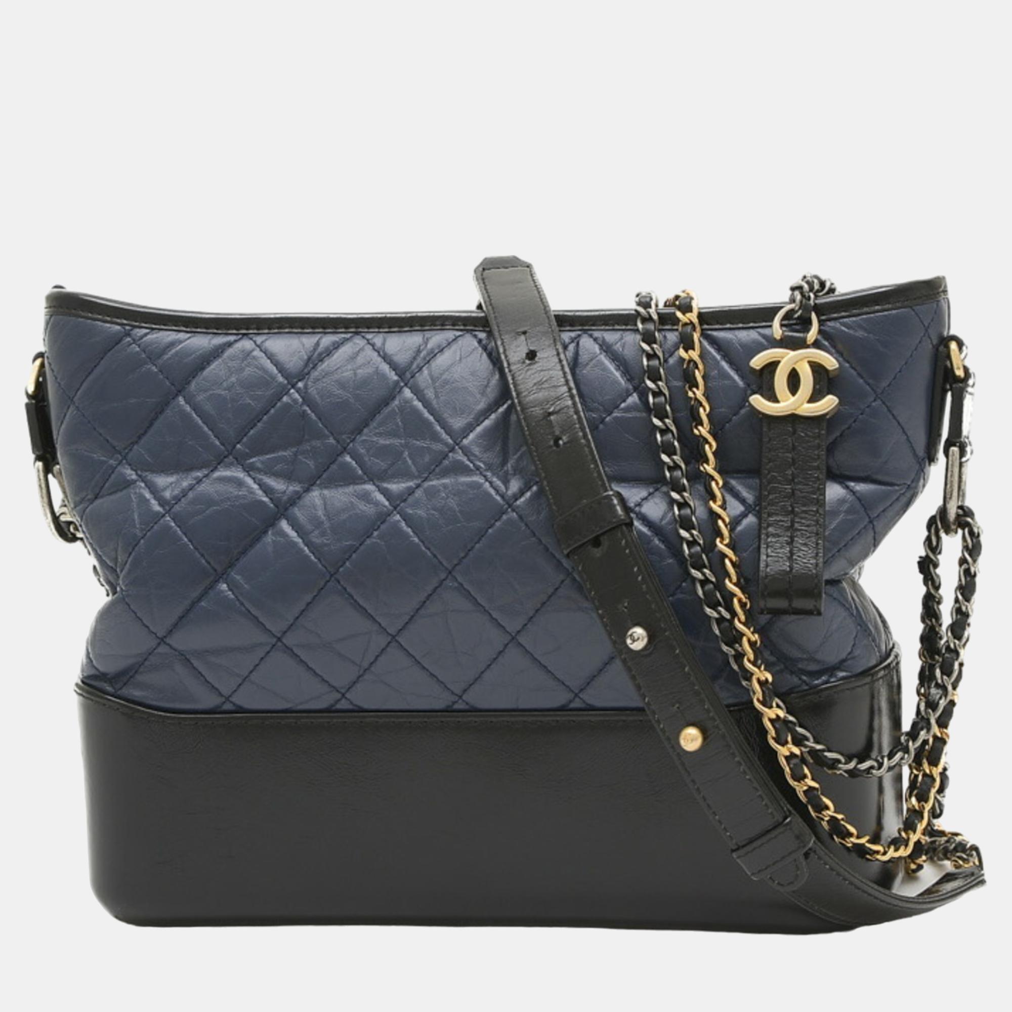 

Chanel Black/Navy Blue Leather  Gabrielle Shoulder Bags