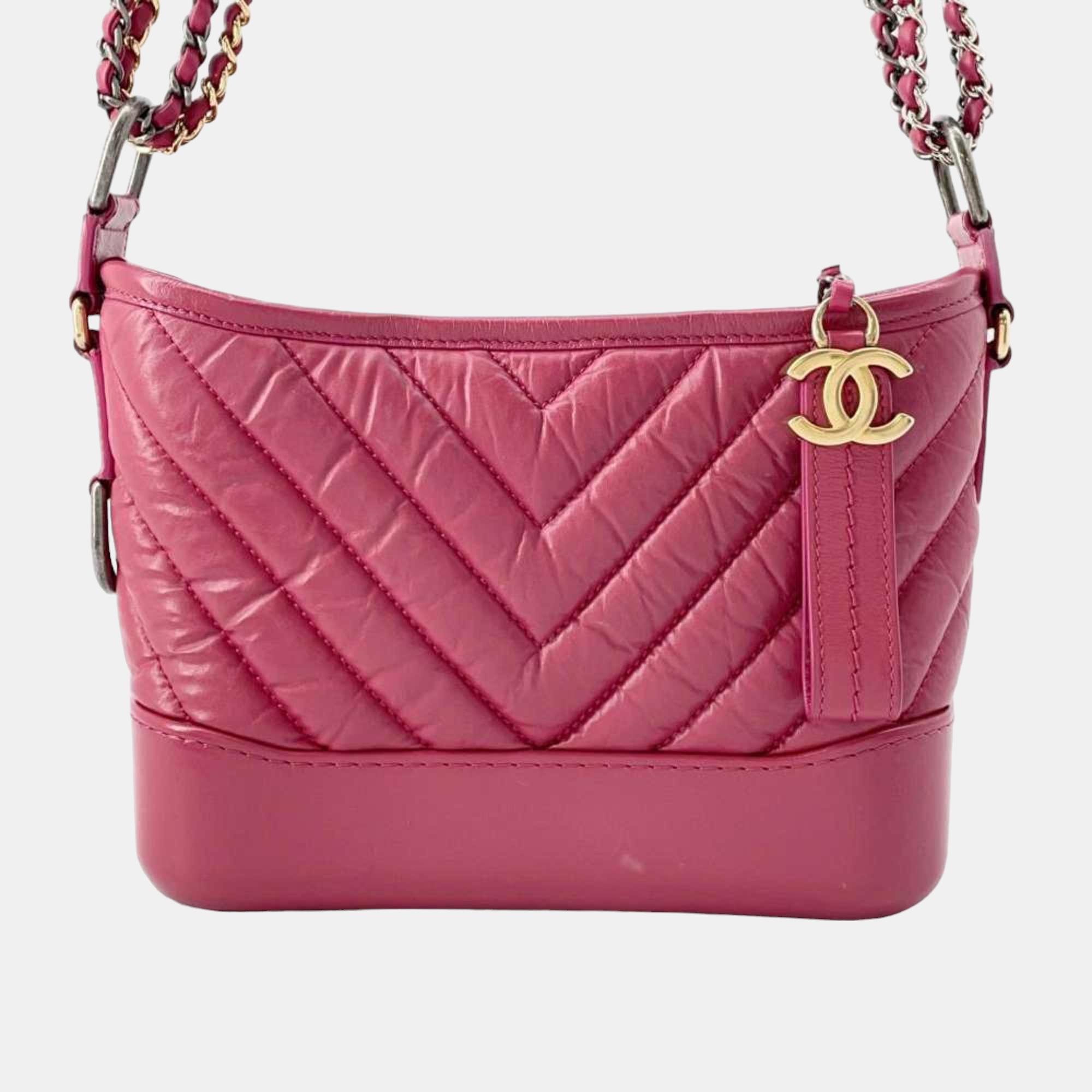 

Chanel Pink Quilted Leather  Gabrielle Hobo Bag