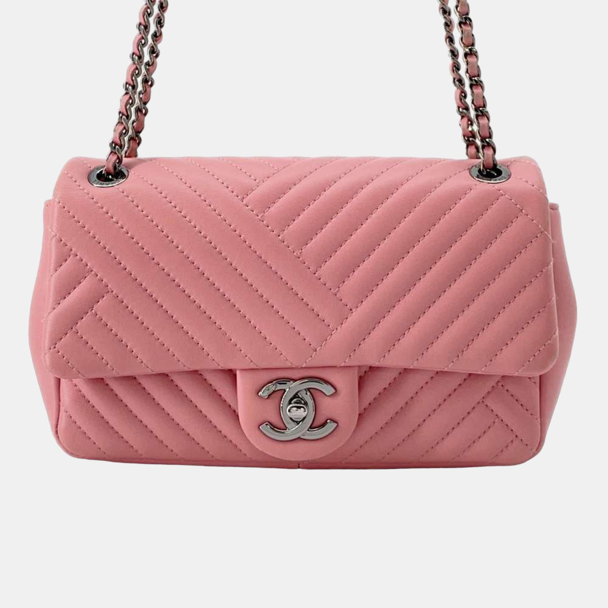 

Chanel Pink Lambskin Medium CC Crossing Flap Bag