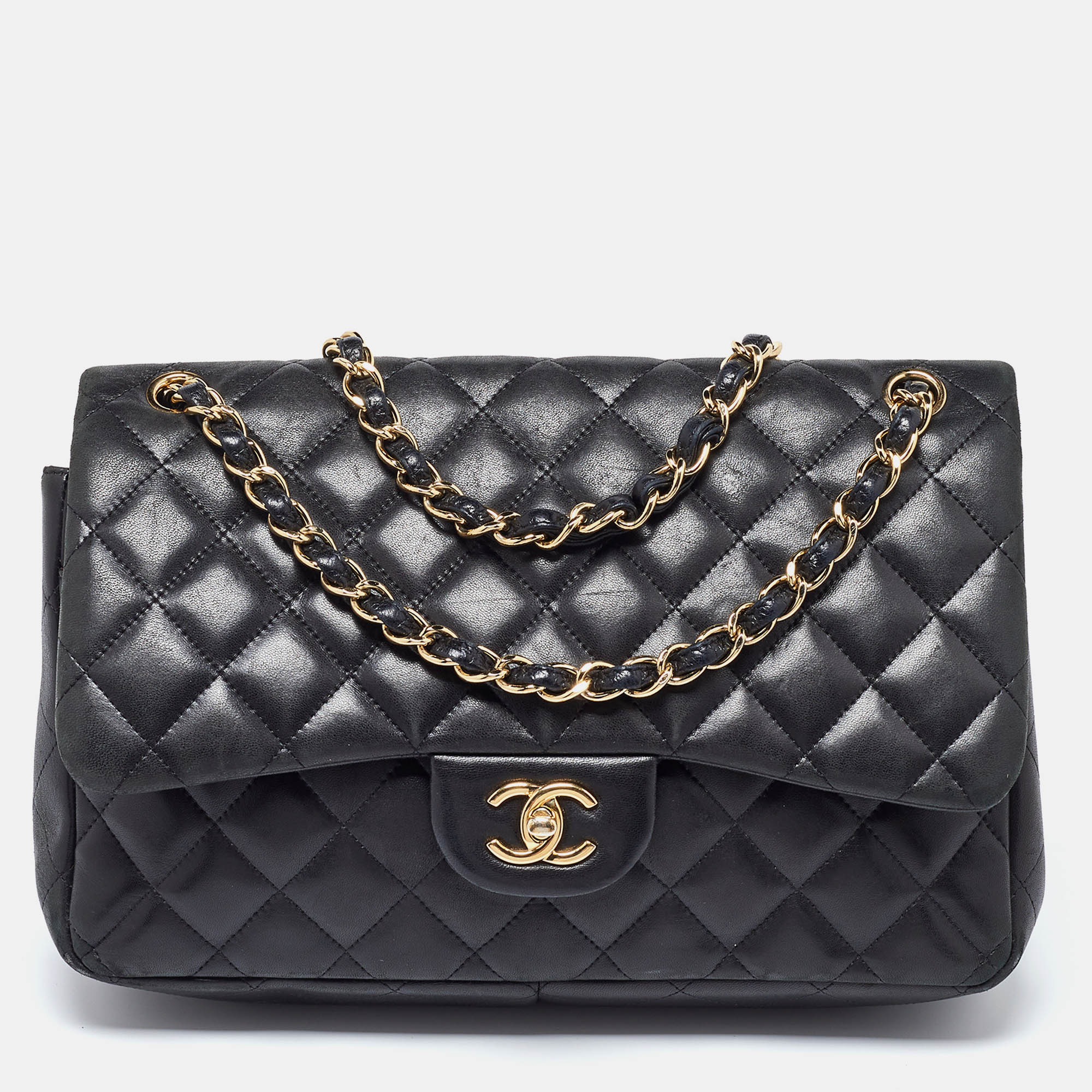 

Chanel Black Quilted Leather Jumbo Classic Double Flap Bag