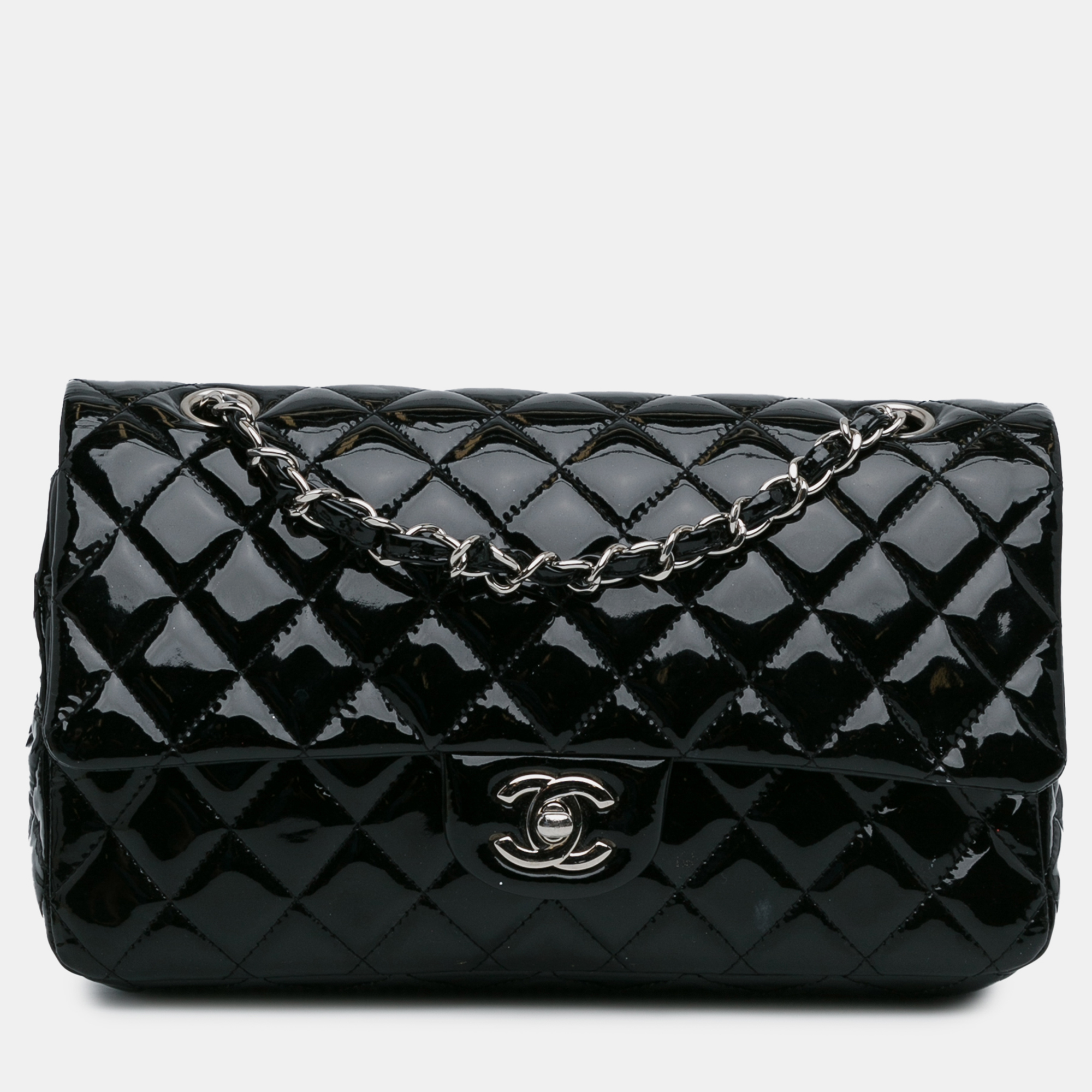 

Chanel Medium Classic Patent Double Flap, Black