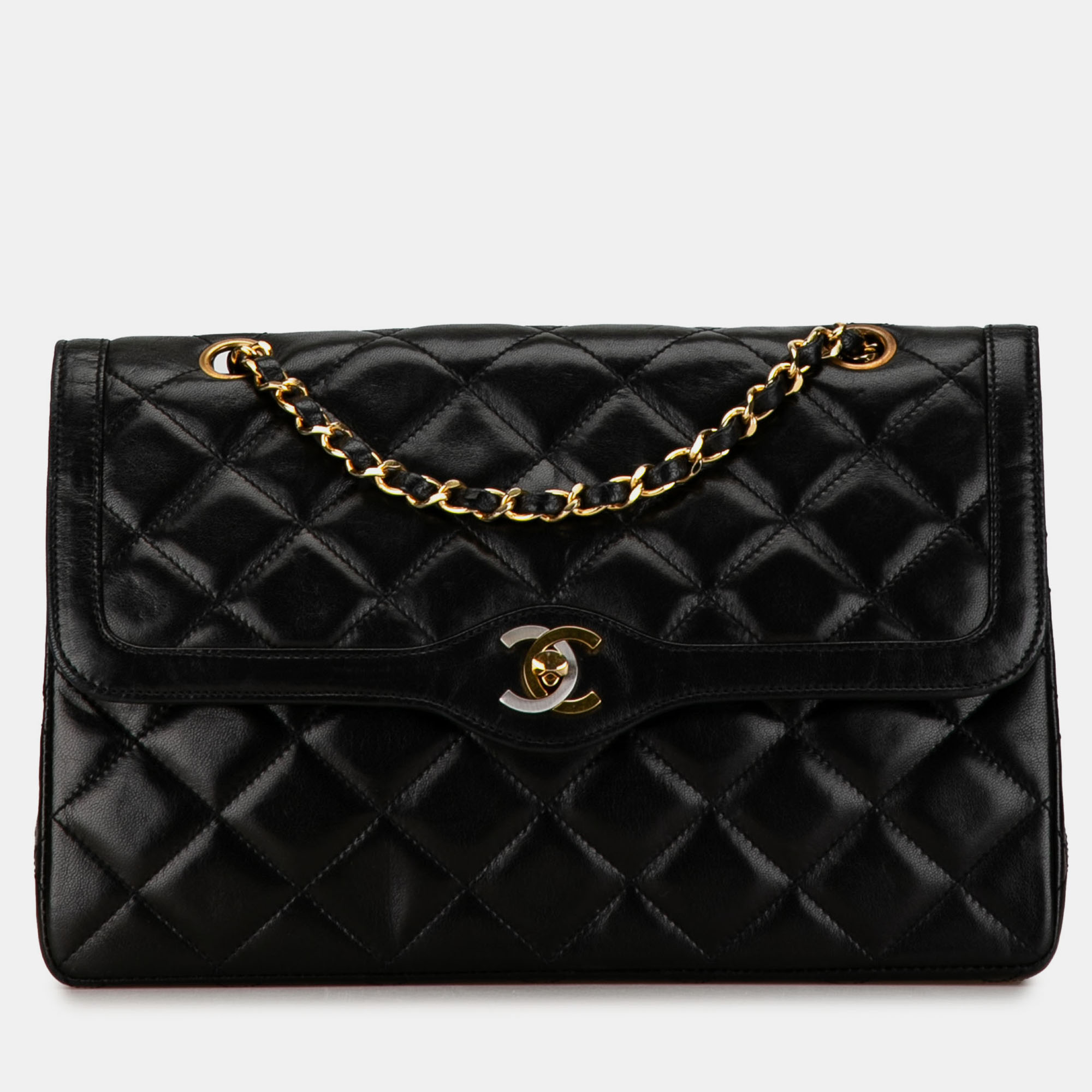 

Chanel Lambskin Paris Double Flap, Black