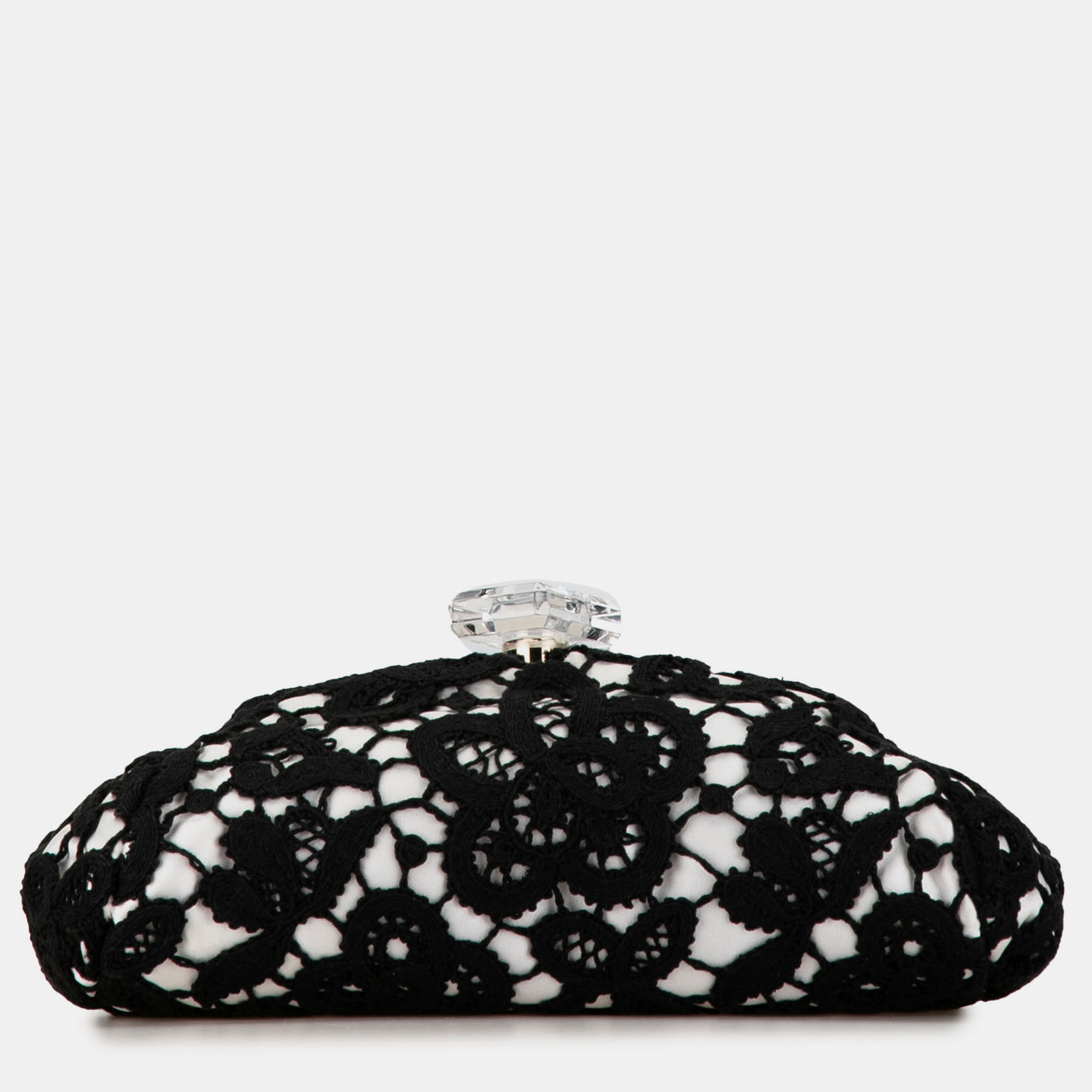 

Chanel Lace Timeless Perfume Bottle Top Clutch, Black