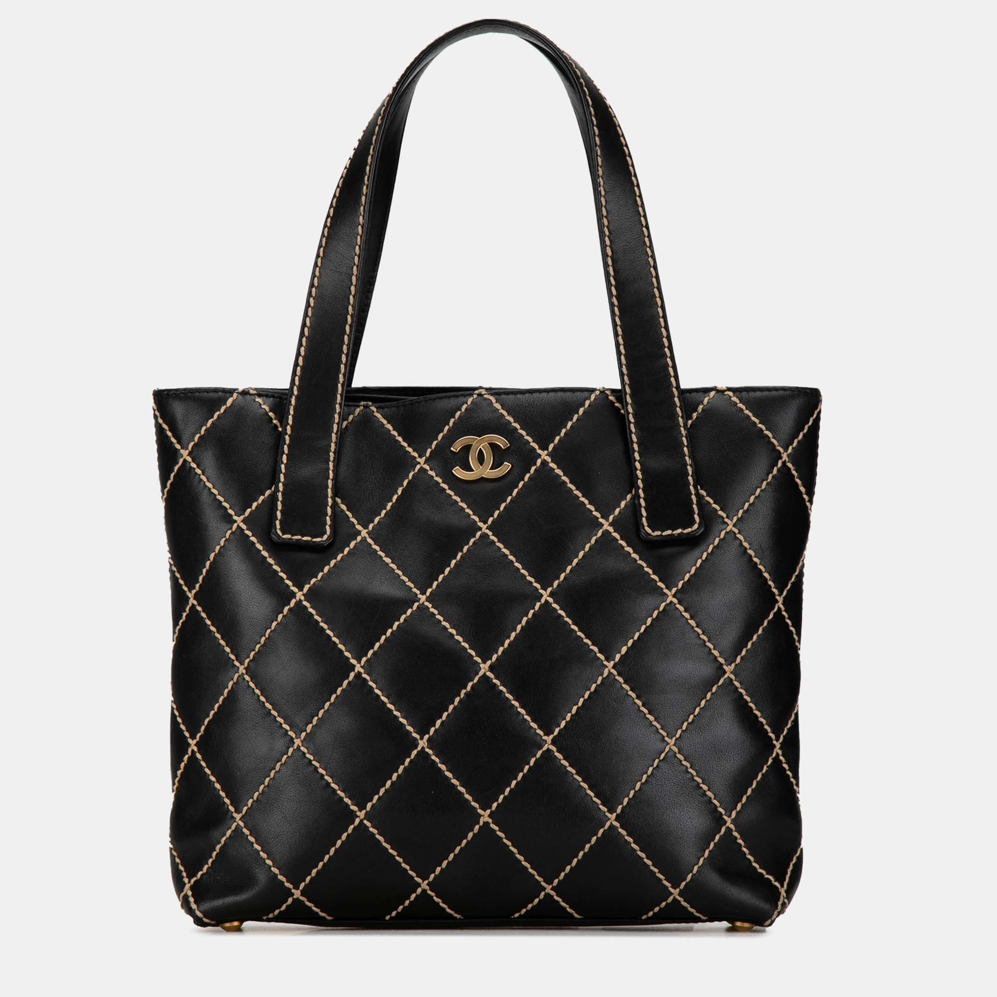 

Chanel CC Lambskin Wild Stitch Handbag, Black