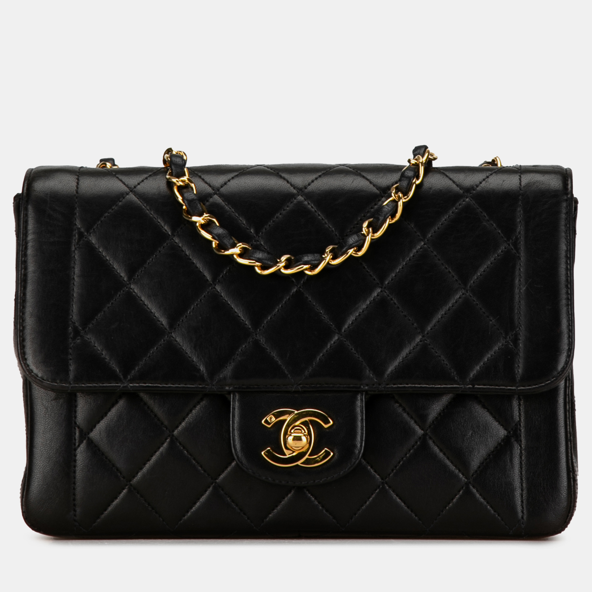 

Chanel Small Quilted Lambskin Border Flap Bag, Black