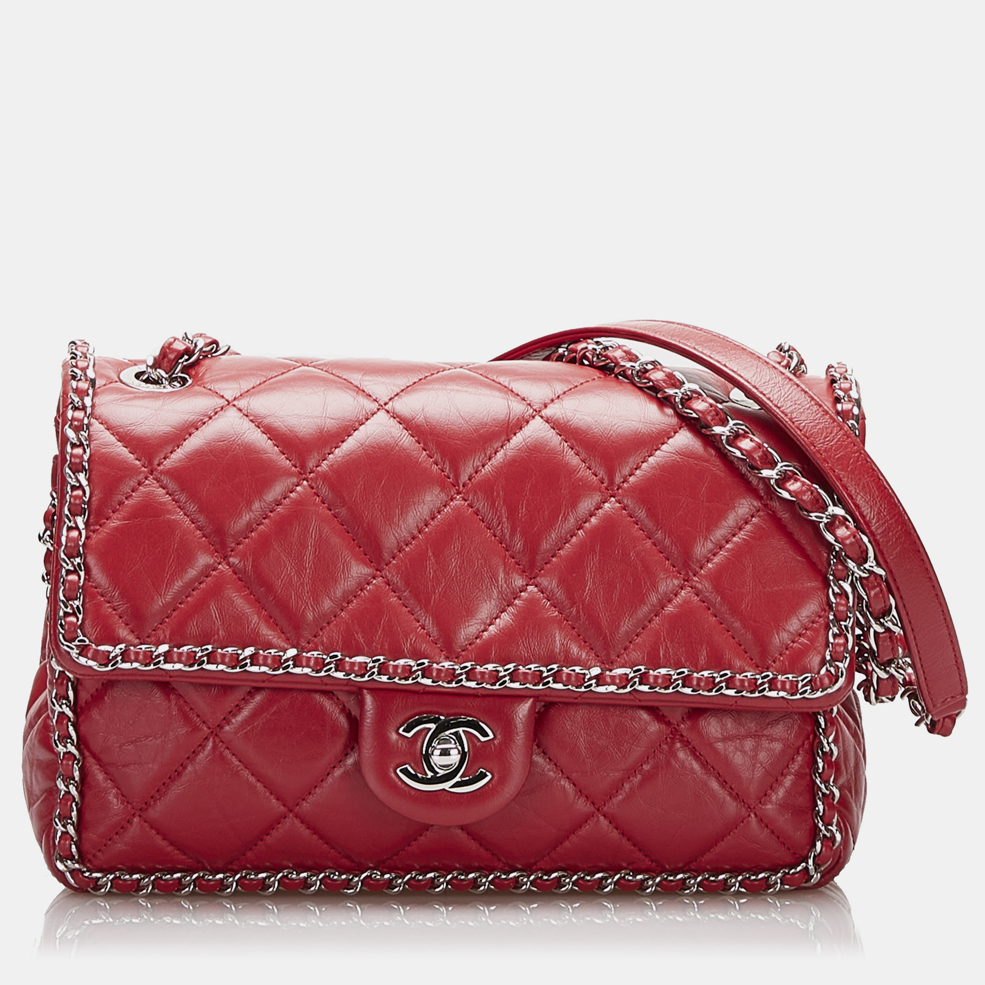 

Chanel Crumpled Chain All Over Flap, Red