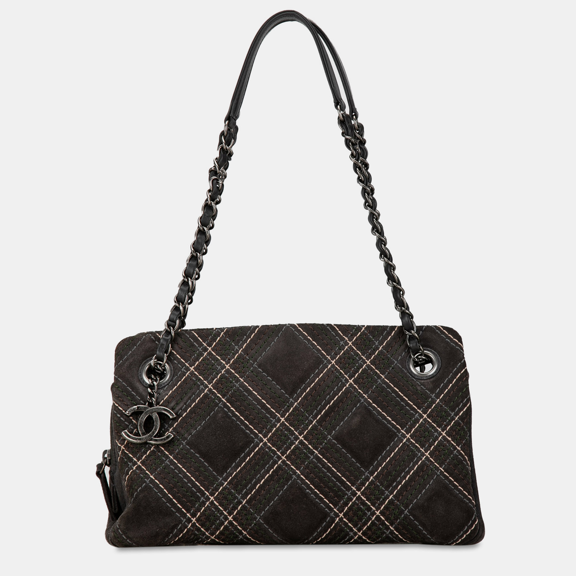 

Chanel Suede Paris-Edinburgh Saltire Shoulder Bag, Grey