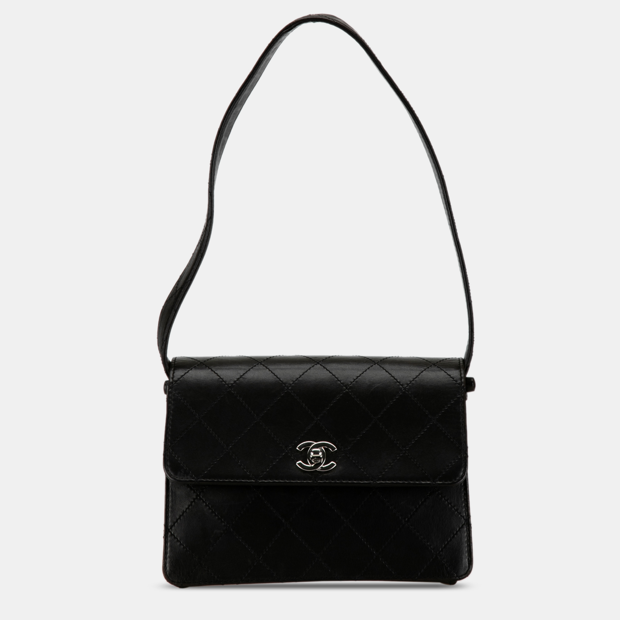 

Chanel Quilted Lambskin Straight Flap Bag, Black