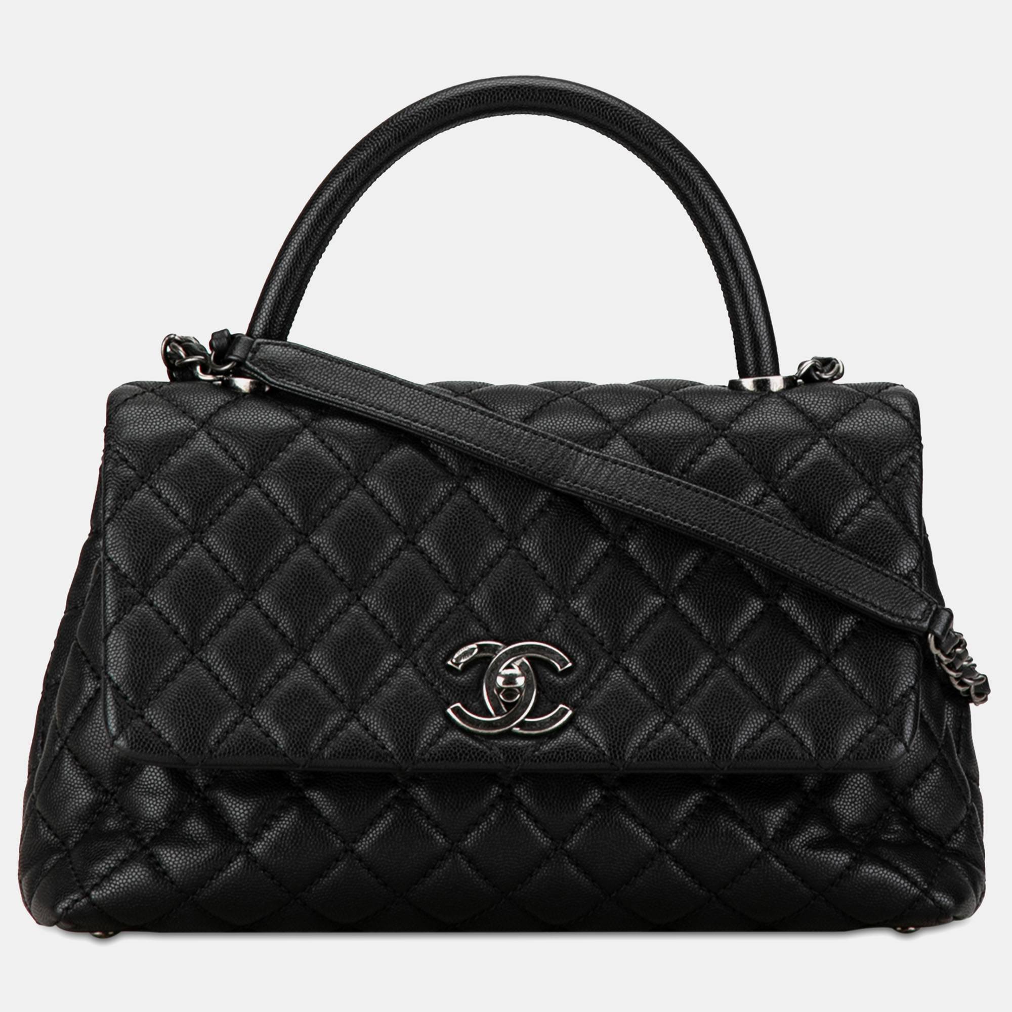 

Chanel Small Caviar Coco Top Handle Bag, Black