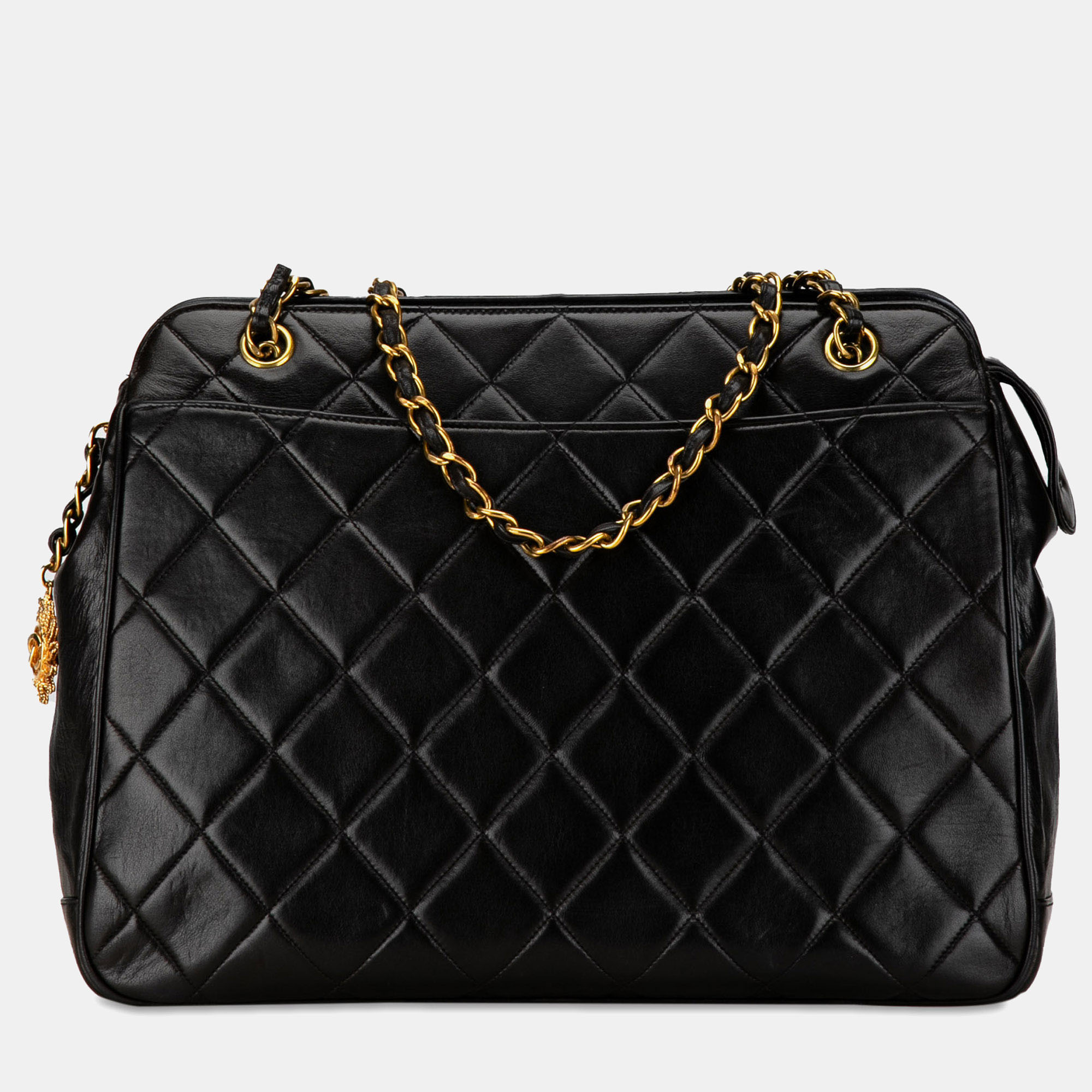 

Chanel Quilted Lambskin Leather Tote, Black