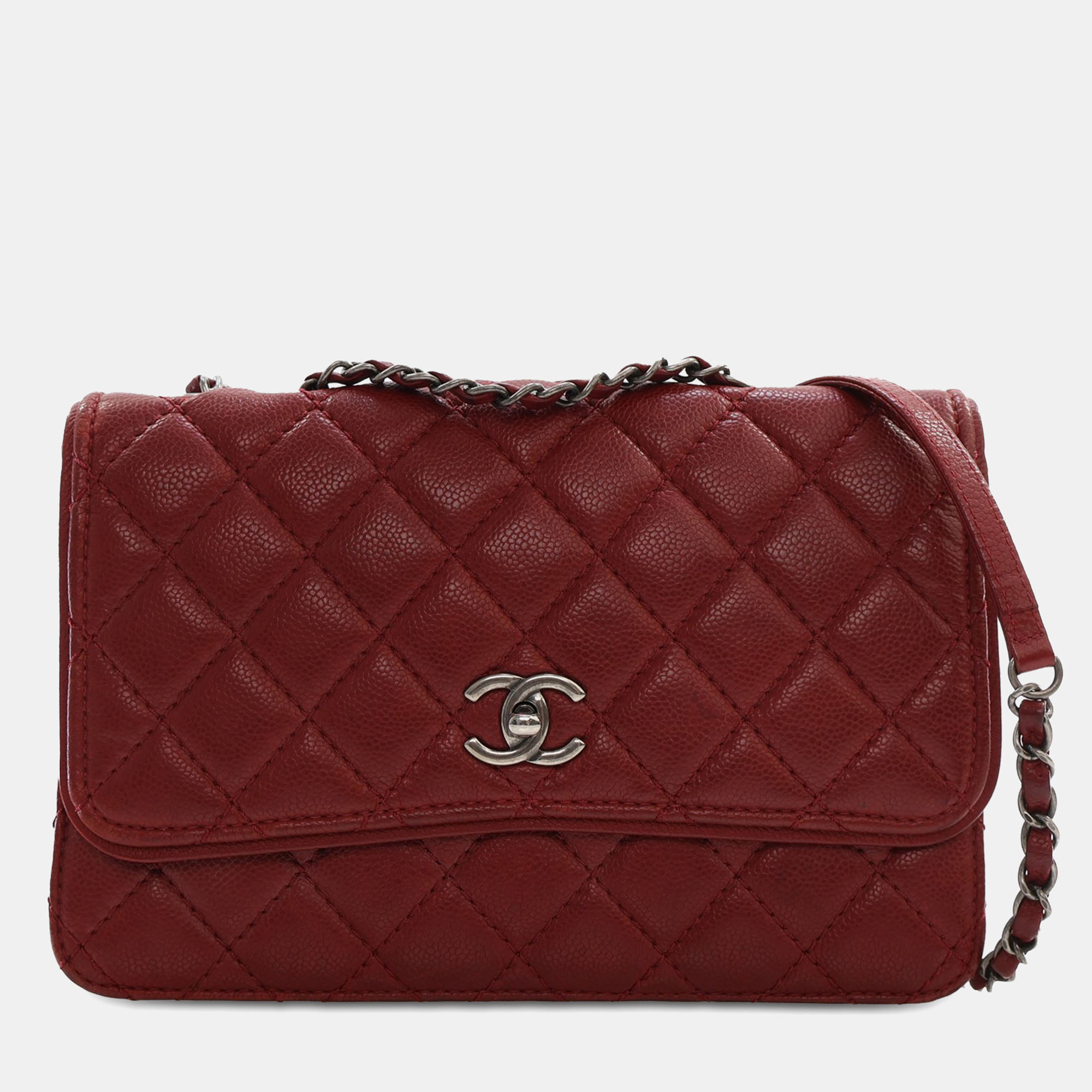 

Chanel CC Quilted Caviar Single Flap, Red