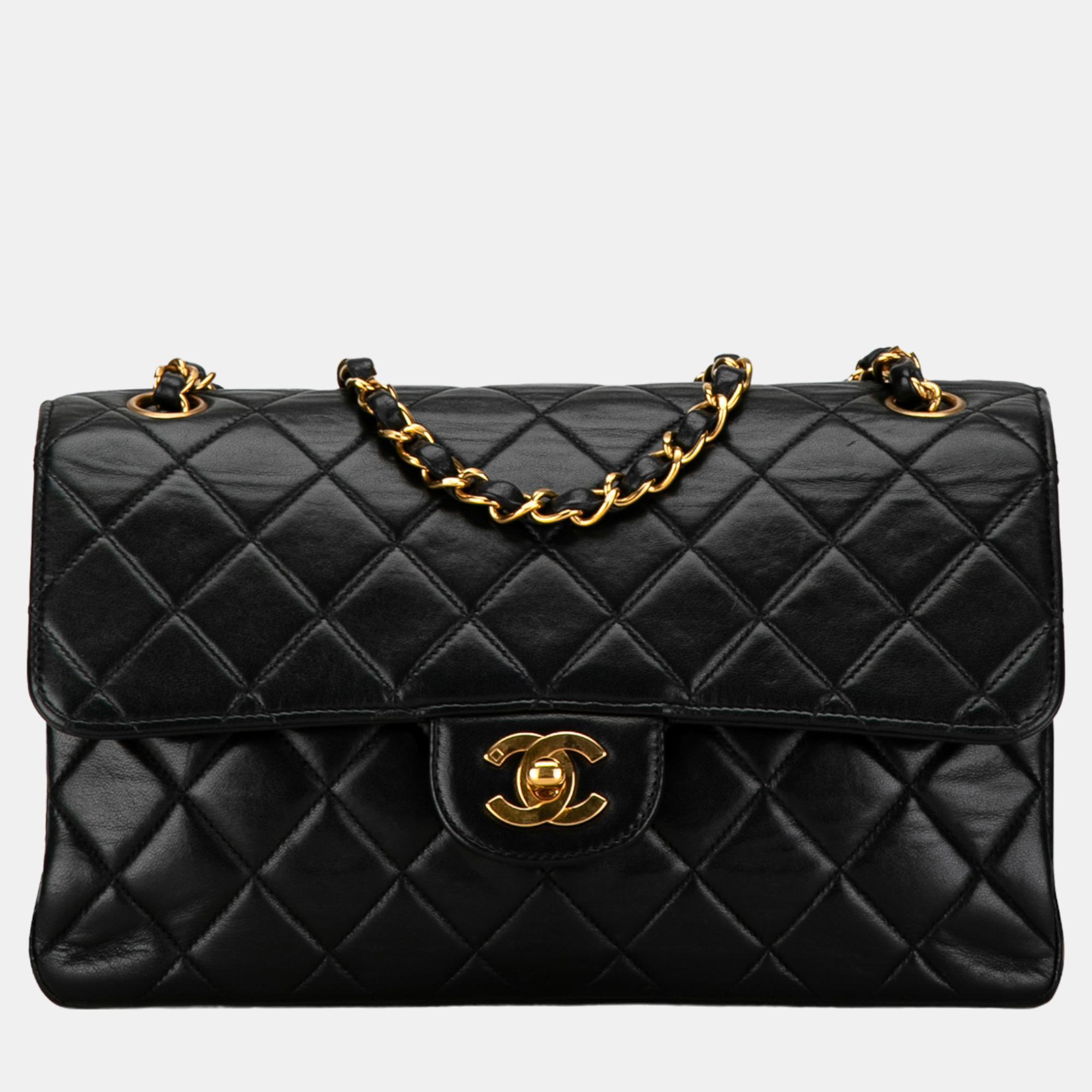 Pre-owned Chanel Black Medium Classic Lambskin Double Sided Flap